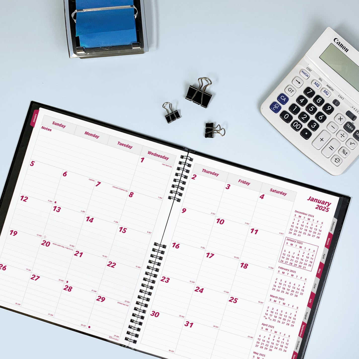 Brownline® 2025 CoilPro™ Monthly Planner, 14 Months, December 2024 to January 2026, Twin-Wire Binding, 11" x 8.5", Black (CB1262C.BLK-25)
