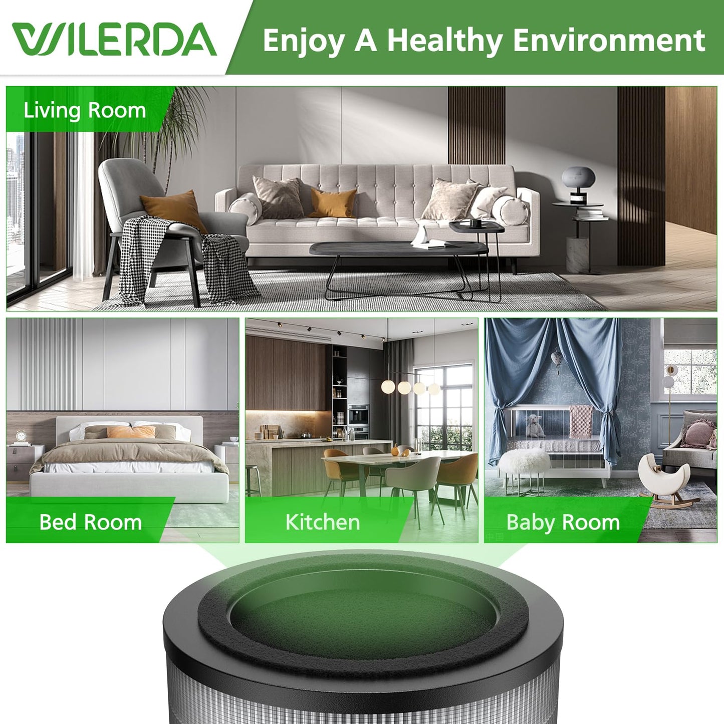 JF100 Replacement Filter, 3-in-1 Pre-Filter Compatible with Jafända JF100 Air Purifier, H13 True HEPA and Activated Carbon Filtration System, Compare Part #JF100-RF, 2 Pack