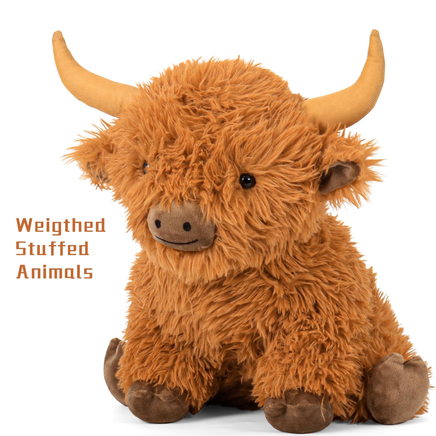 5lbs Highland Cow Weighted Stuffed Animals, 16in Tall Big Highland Cow Plush Toy, Soft Adorable Stuffed Animal for Kids and Adults Highland Cattle Gift Plushie Decor