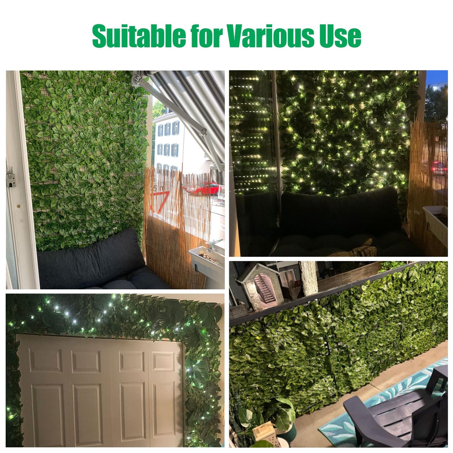 Artificial Ivy Privacy Fence Screen 280"x40", Privacy Screen for Balcony and Garden,Artificial Faux Ivy Hedge,Grass Wall for Indoor and Outdoor Deco with 100PCS Zip Ties (Upgrade Watermelon Leaves)