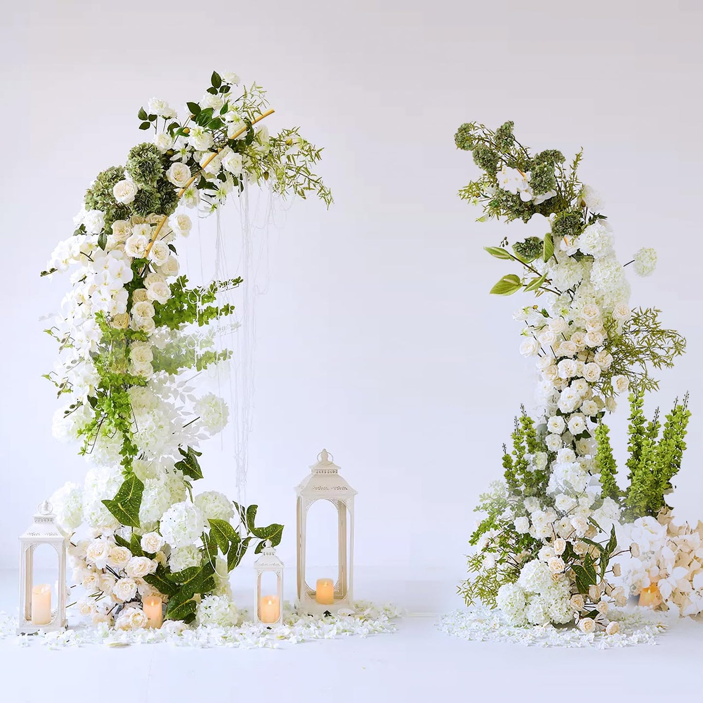 ZpigToor Metal Open Arch Backdrop Stand,Set of 2 Curved Arch Backdrop Half Moon Wedding Arches for Ceremony,Birthday,Baby Shower,Floral Stand,Ramadan Decoration (Gold,6.7FT & 5.8FT)
