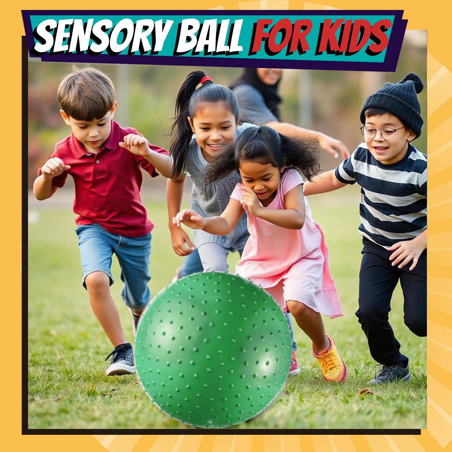 Bedwina Big Knobby Balls - (Pack of 5) 18 Inch Fun Bouncy for Toddlers and Kids, Great for Tactile Sensory Balls, Spiky Stress Ball, Fidget Toys, and Party Favors