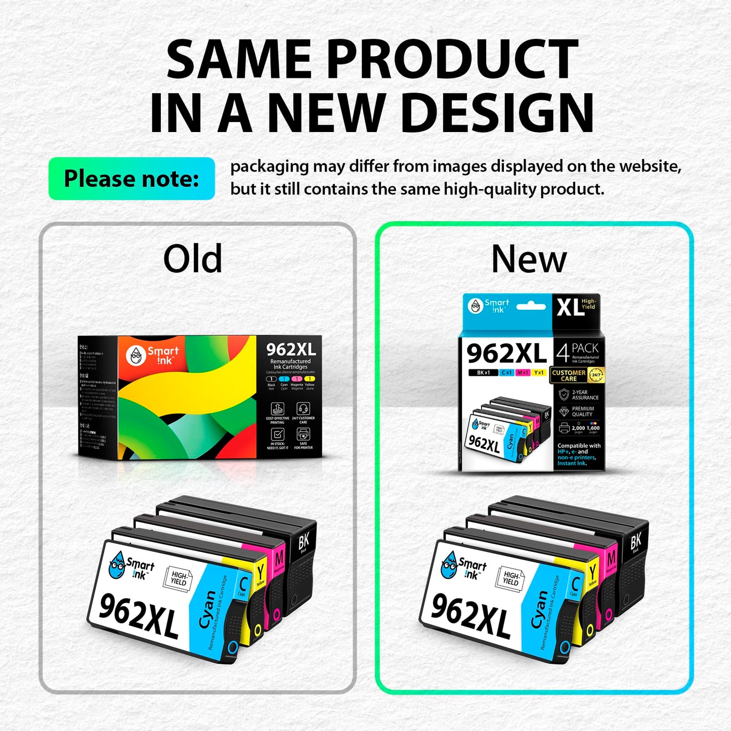 Smart Ink Remanufactured Ink Cartridges Replacement for HP 962 XL 962XL 4 Combo Pack (Black, Cyan, Magenta, Yellow) to use with OfficeJet Pro 9010e 9012e 9015e 9022e 9025e 9028e 9010 9015 9020 9025
