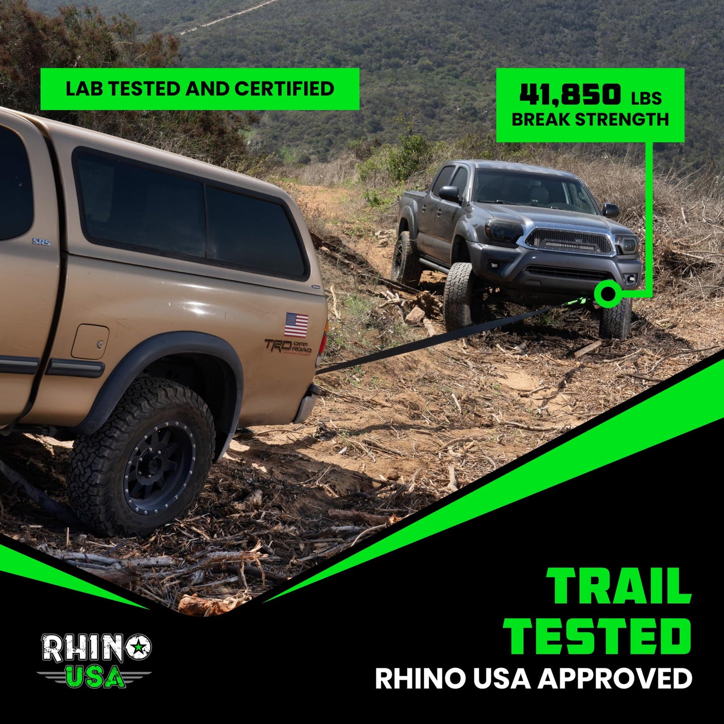 Rhino USA Shackle Hitch Receiver (Fits 2" Receivers) Best Towing Accessories for Trucks, Jeep, Toyota & More - Connect Your Rhino Tow Strap for Vehicle Recovery, Mounts to 2" Receiver Hitches (Red)