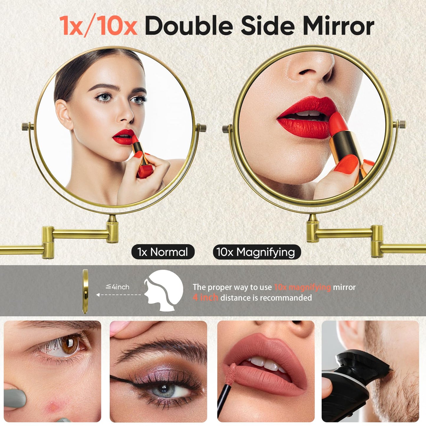 GuRun 8-Inch Antique Double-Sided Wall Mount Makeup Mirrors with 10x Magnification,Bronze Finish M1406K(8in,10x)