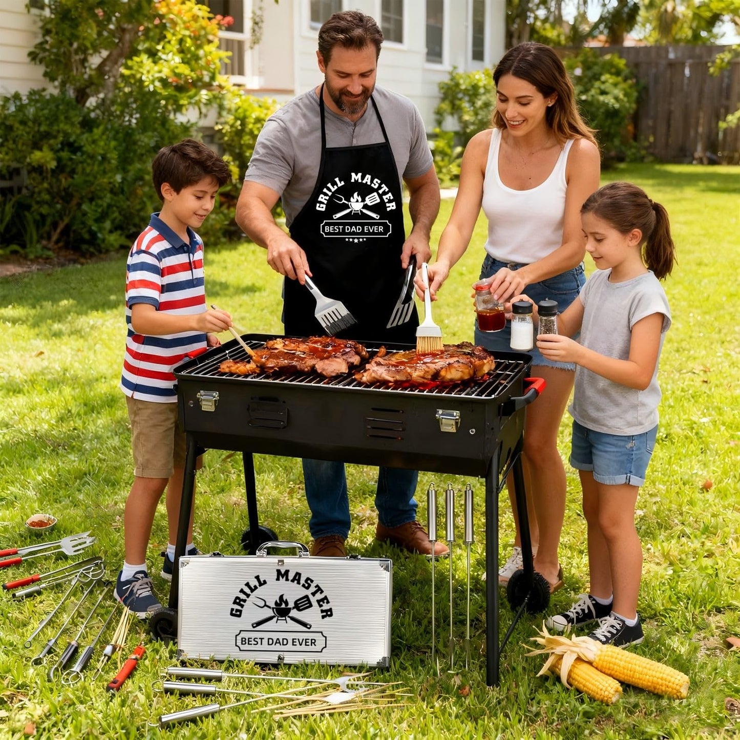 Gifts for Dad, Personalized BBQ Grill Accessories Tool Set Master Dad Gifts for Men Fathers Day Birthdays Christmas Anniversary