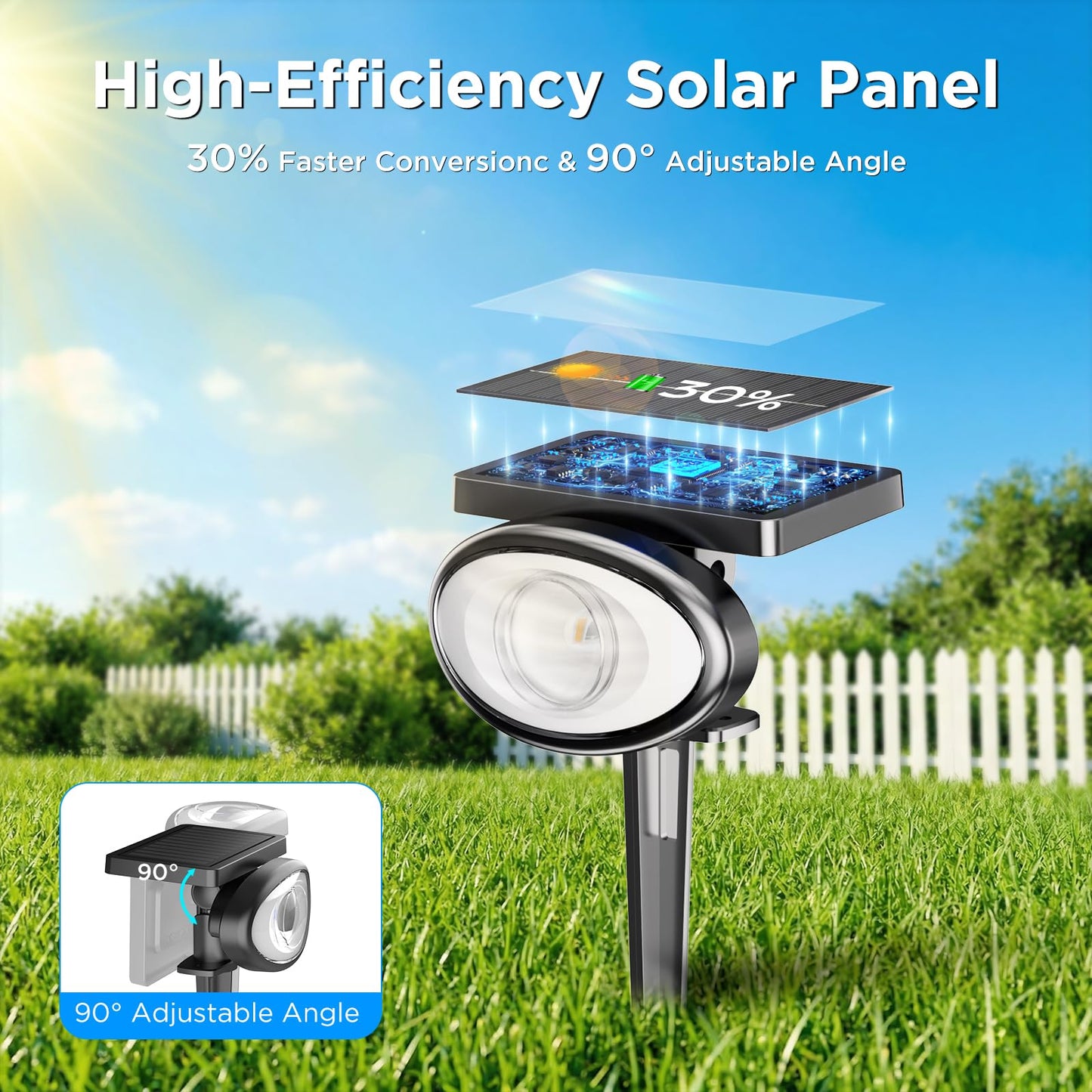 Quntis 6-Pack RGBCW Solar Spot Lights Outdoor, Upgrade Brighter Optical Lens,10 Color Changing Solar Landscape Spotlights,Waterproof Wall & Ground Solar Lights Outdoor for Garden Yard Path Wall