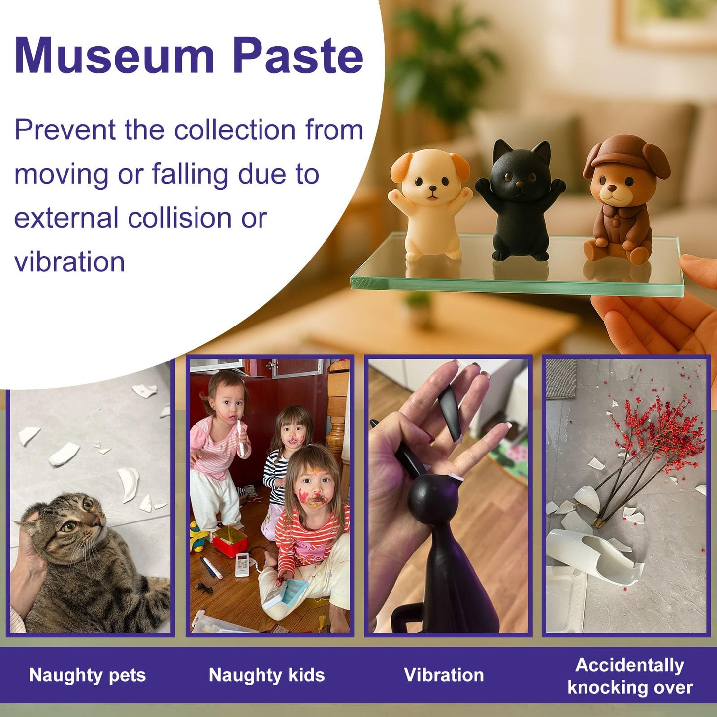 EIGTWEN 12oz Clear Museum Gel, Museum Putty Clear Removable, Excellent Adhesion, Reusable, Disassembles Without Marks, Suitable for Surfaces of Metal, Ceramics, Glass, Plastics, and Wood