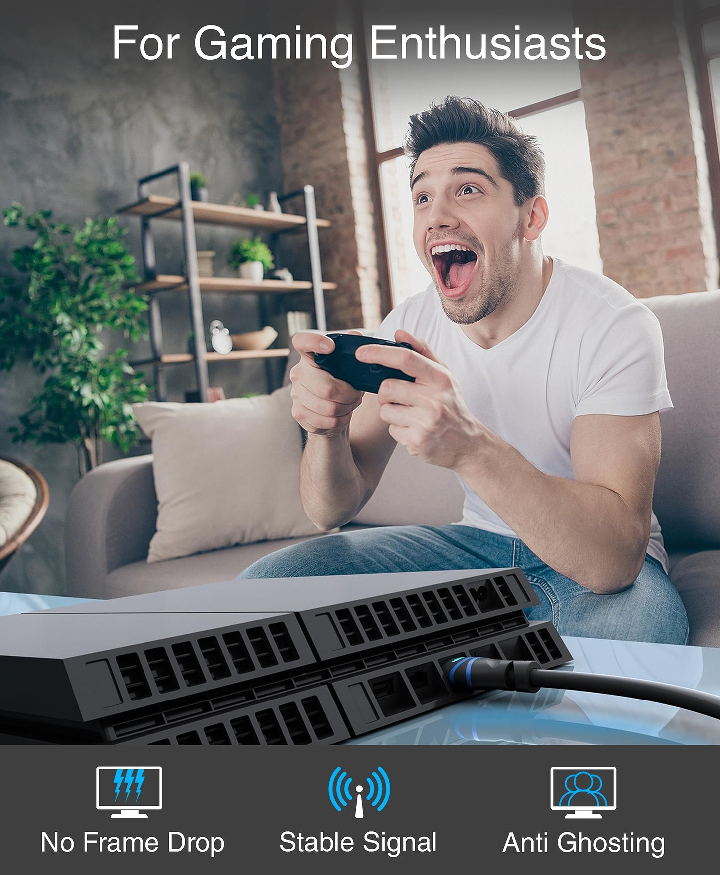 BlueRigger 4K HDMI Cable 50FT (4K 30Hz, HDR10, in-Wall CL3 Rated, High Speed, HDCP2.3, eARC) - Long HDMI Cable Compatible with Home Theatre, HDTV, Gaming Consoles, Streaming Devices