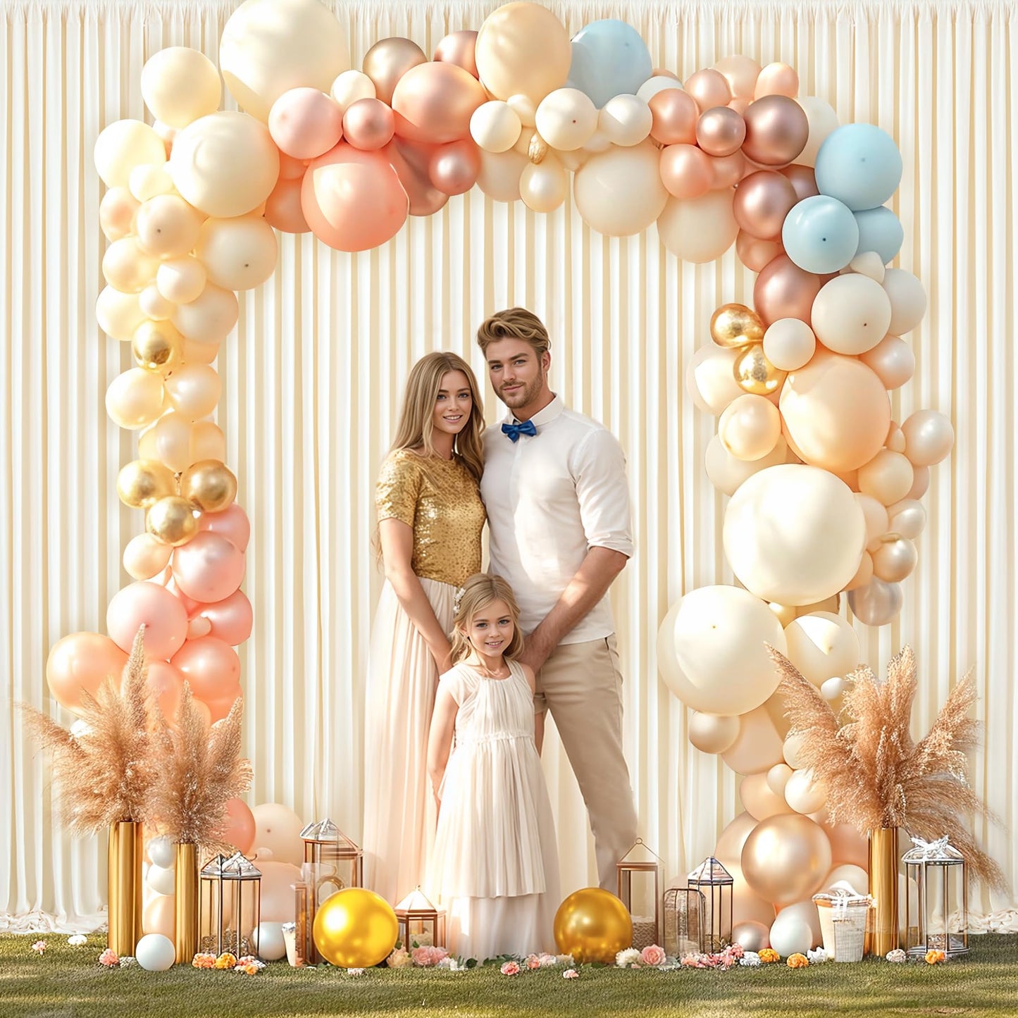 10x10 Champagne Backdrop Curtain for Parties Wedding Baby Shower Wrinkle Free Photo Curtains Backdrop Drapes Fabric Decoration for Bridal Shower 5ft x 10ft,2 Panels