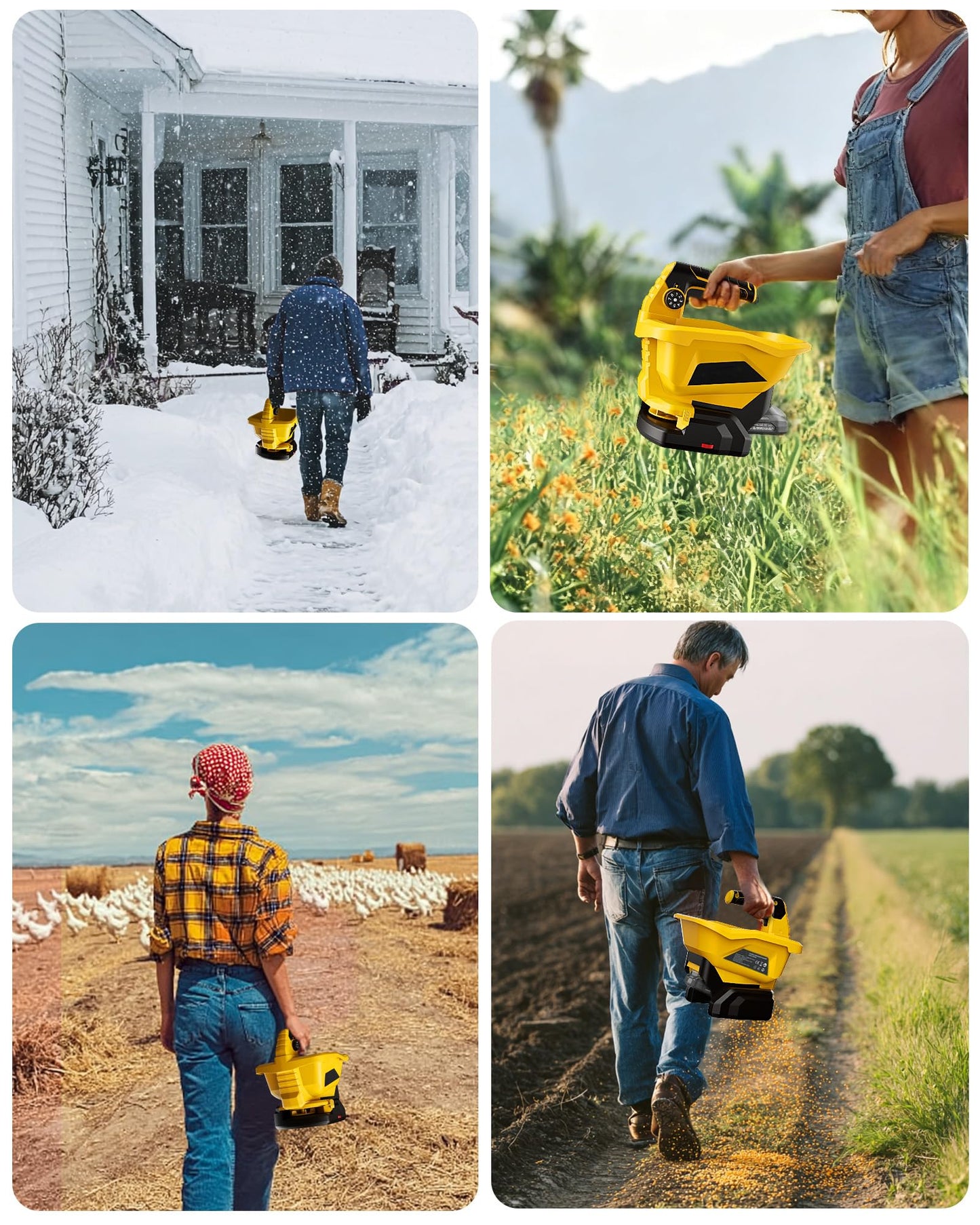 Handheld Power Seed Spreader Compatible with Dewalt 20V Battery(Tool Only), Cordless Salt Spreader Available Year-Round, Electric Lawn Spreaders for Grass Seeds, Rock Salt, Fertilizer, Feed
