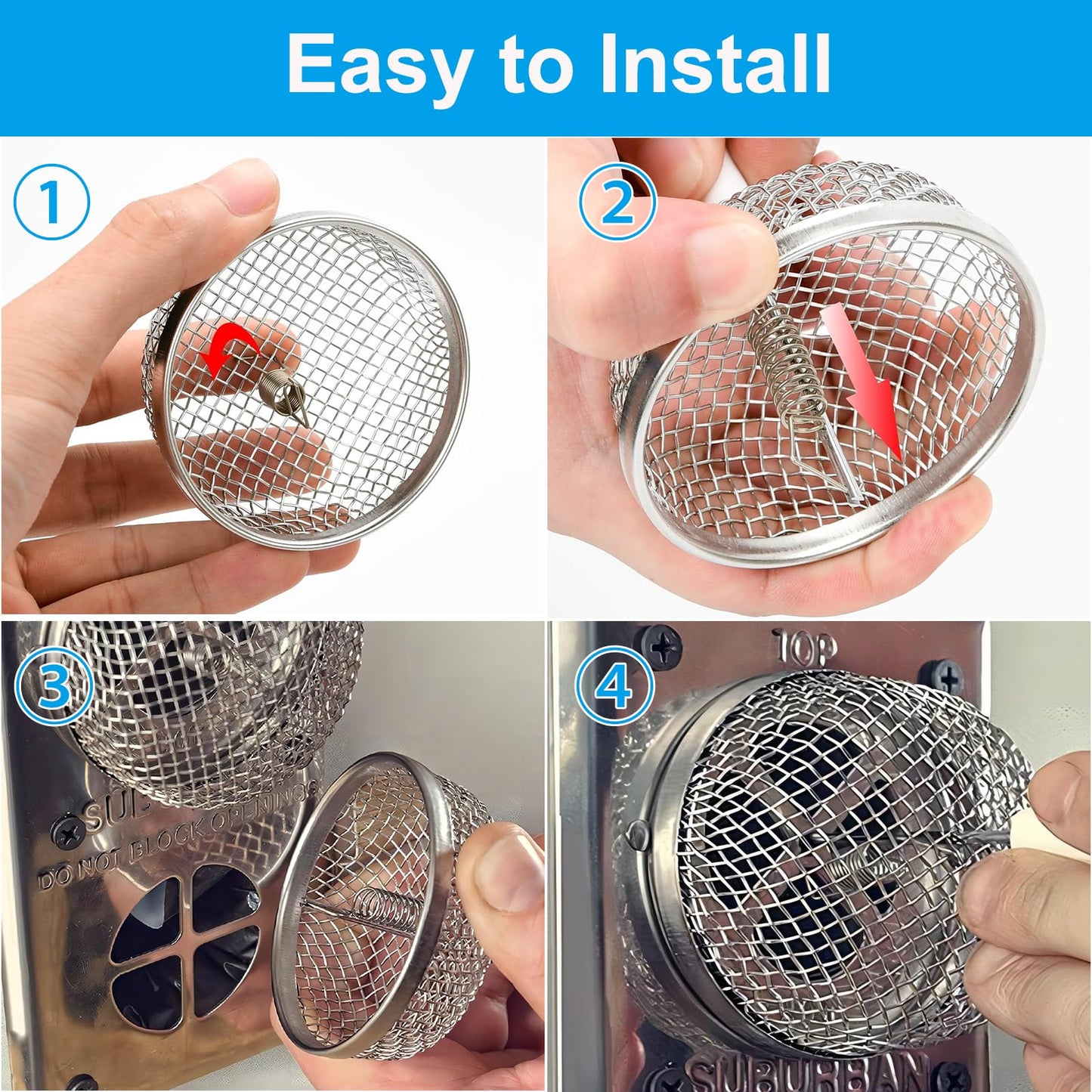 HOMEE 6 Pack Flying Insect Screen for RV Refrigerator Vents, RV Water Heater Cover for RV Accessories Stainless Steel Mesh with Installation Tool and Silicone Rubber