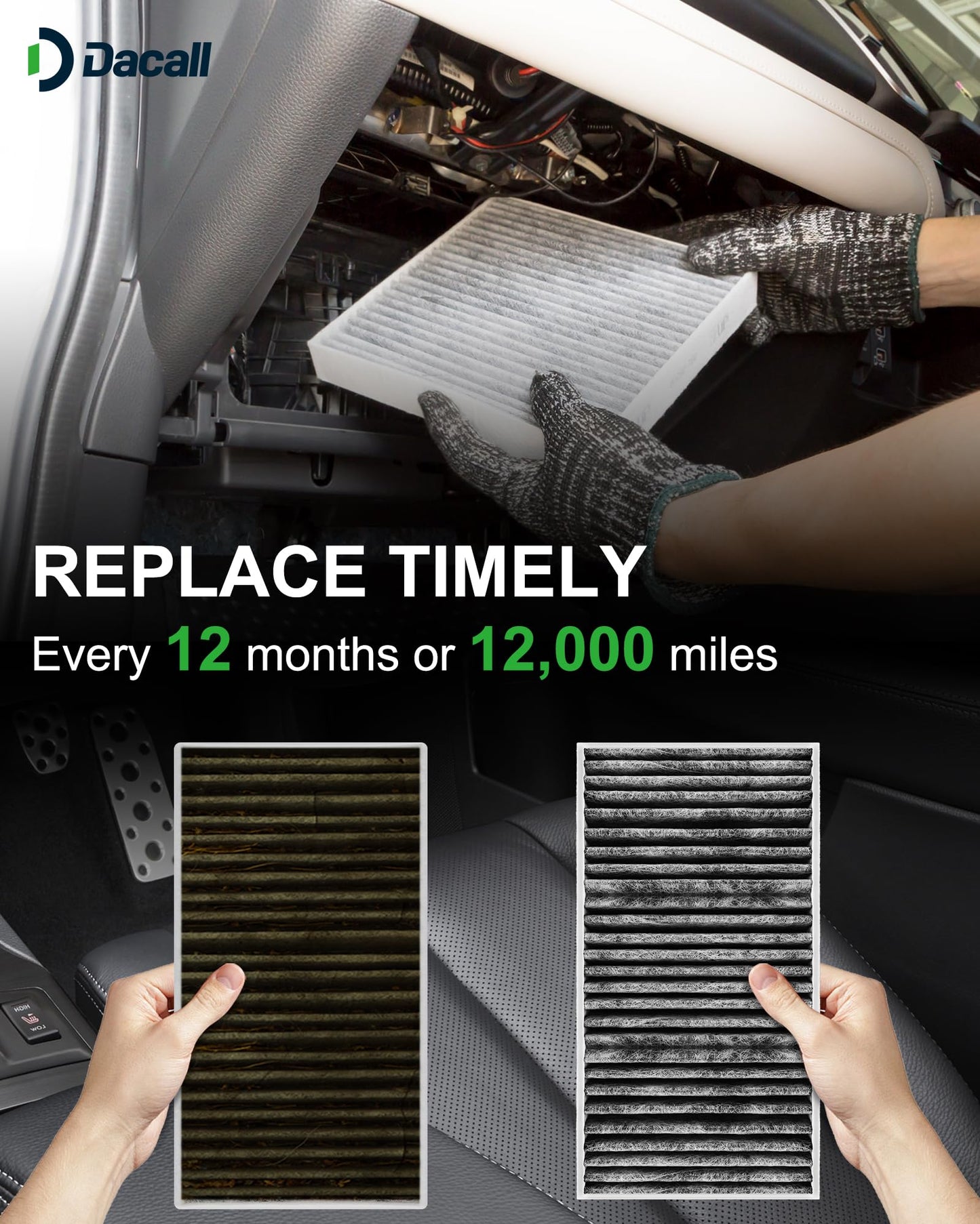 Dacall 3 Pack 1668300318 1668300218 Cabin Air Filters for 2012-2019 Mercedes-Benz GLE400 GLE350 GLE550e GLE43/ GLE63 AMG, GLS450 GLS550 ML350 GL450 GL550 GL63, Replaces# XC10009C, CF11719, PC99164