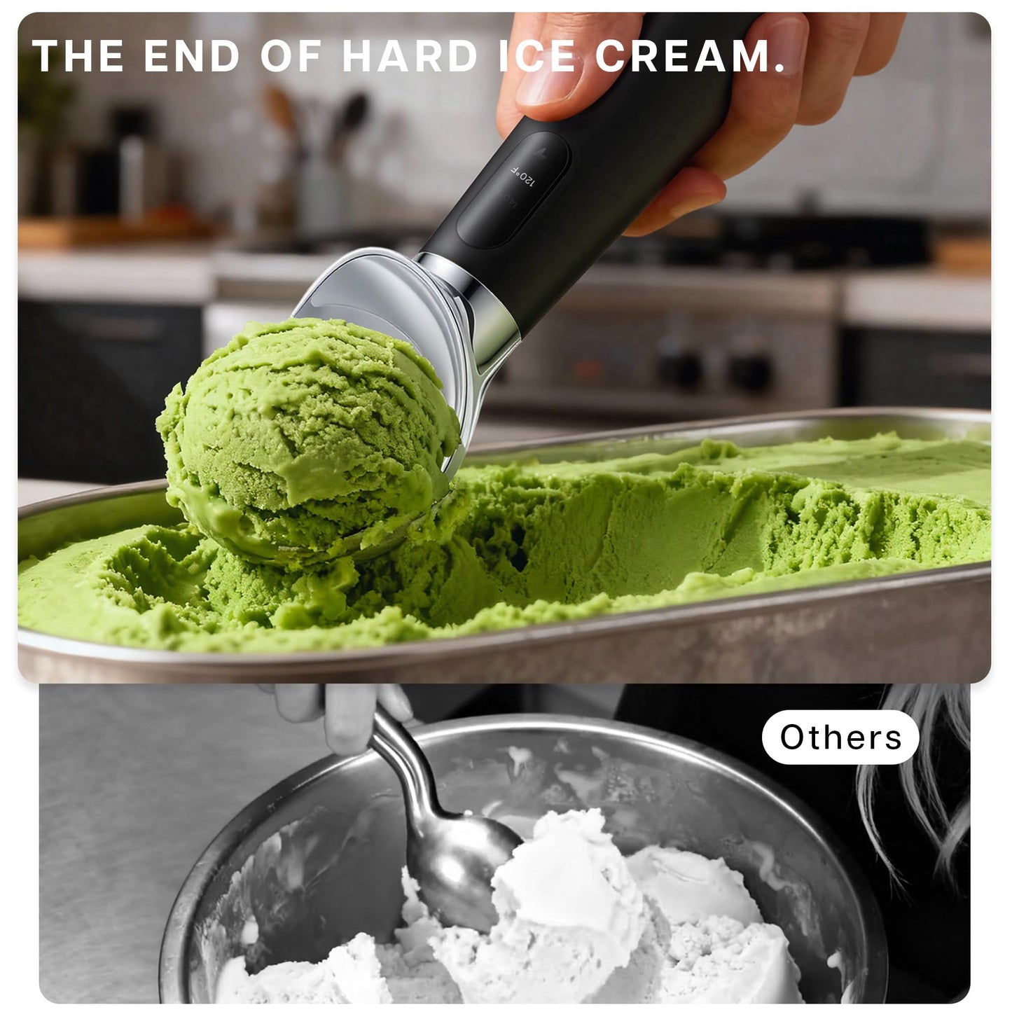 VRAIKO Heated Ice Cream Scoop | Warming Icecream Scooper with 3-Level Adjustable Heats - 120/140/160℉, LED Display, 2600mAh Capacity, Rechargeable | for Hard Ice Cream and More (Black)