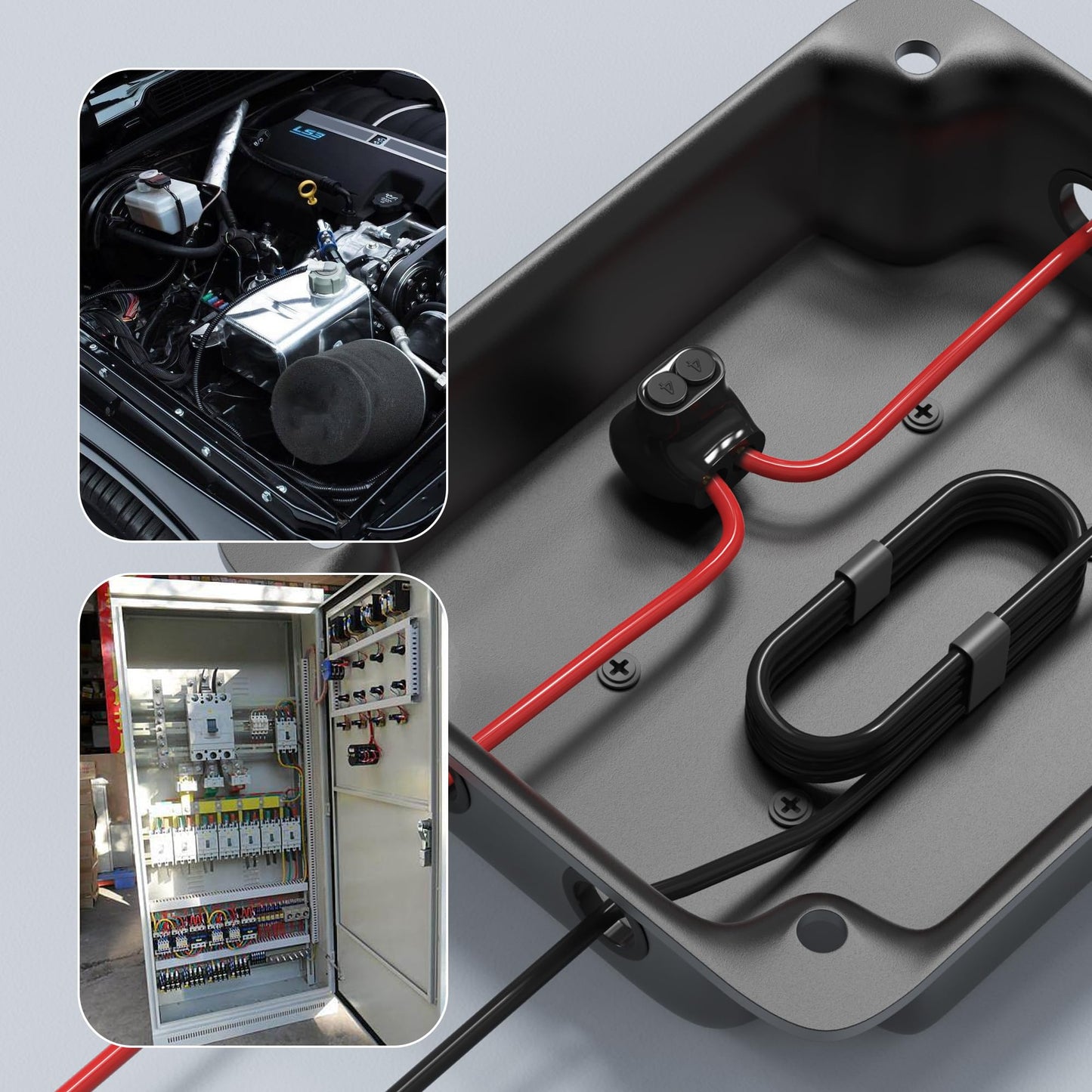 RVBOATPAT 2 Port Insulated Multi Tap Connector 4-14 AWG Aluminum to Copper Wire Connectors Single-Sided Entry Aluminum Wire Connectors Slotted Allen Hex - 5 Pack