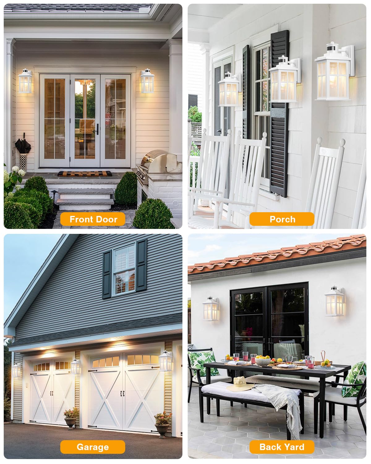 VIANIS Motion Sensor Porch Lights Outdoor, White Outside Wall Lights Dusk to Dawn, Outdoor Wall Sconce Lantern, 100% Aluminum Exterior Lighting Fixtures Wall Mount for House, Garden, Patio, Entryway