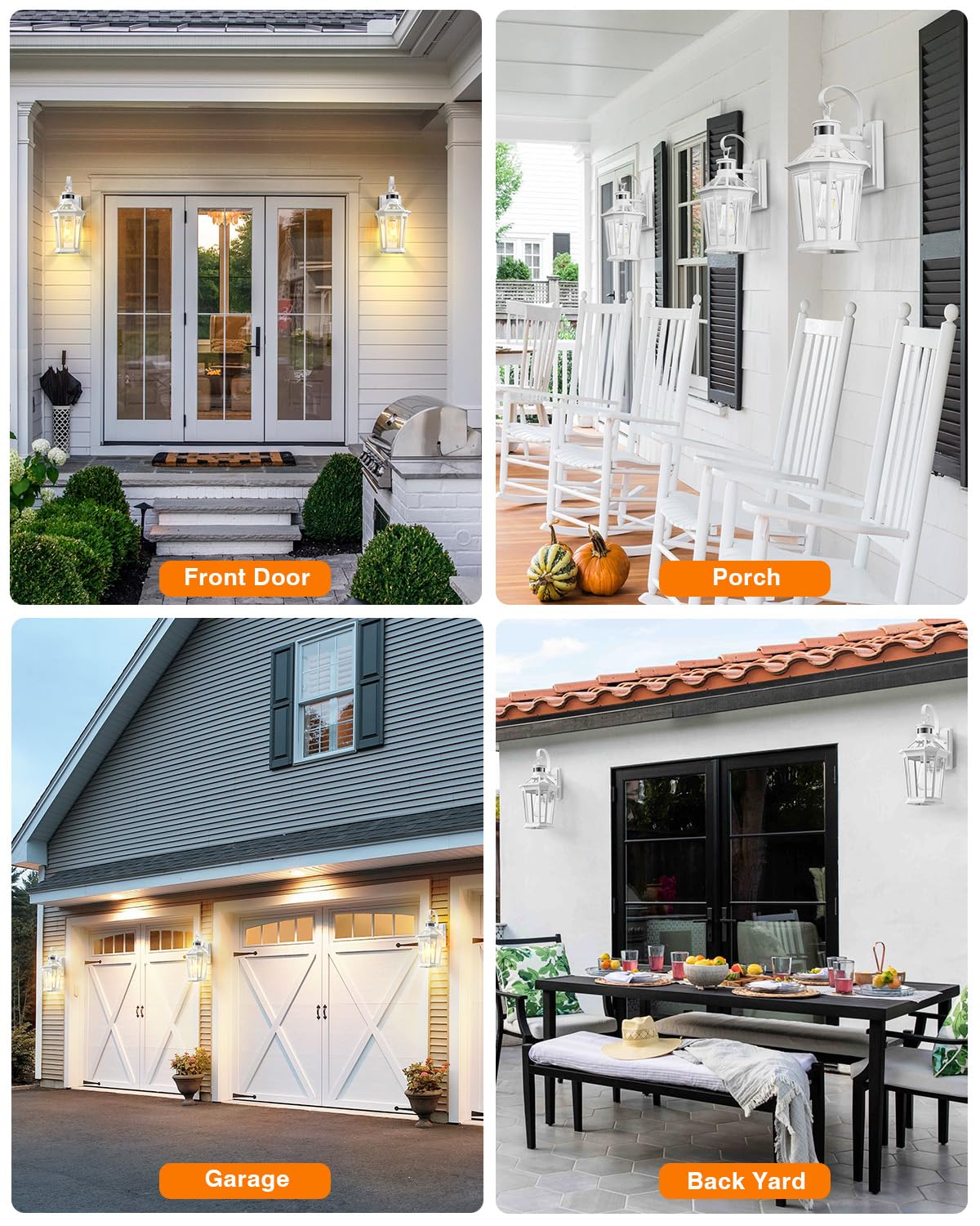 VIANIS Outdoor Wall Lantern with Motion Sensor, Dusk to Dawn Exterior Light Fixtures Wall Mount, Modern White Outside Front Porch Light, Anti-Rust 100% Aluminum Outdoor Wall Sconce for Garage