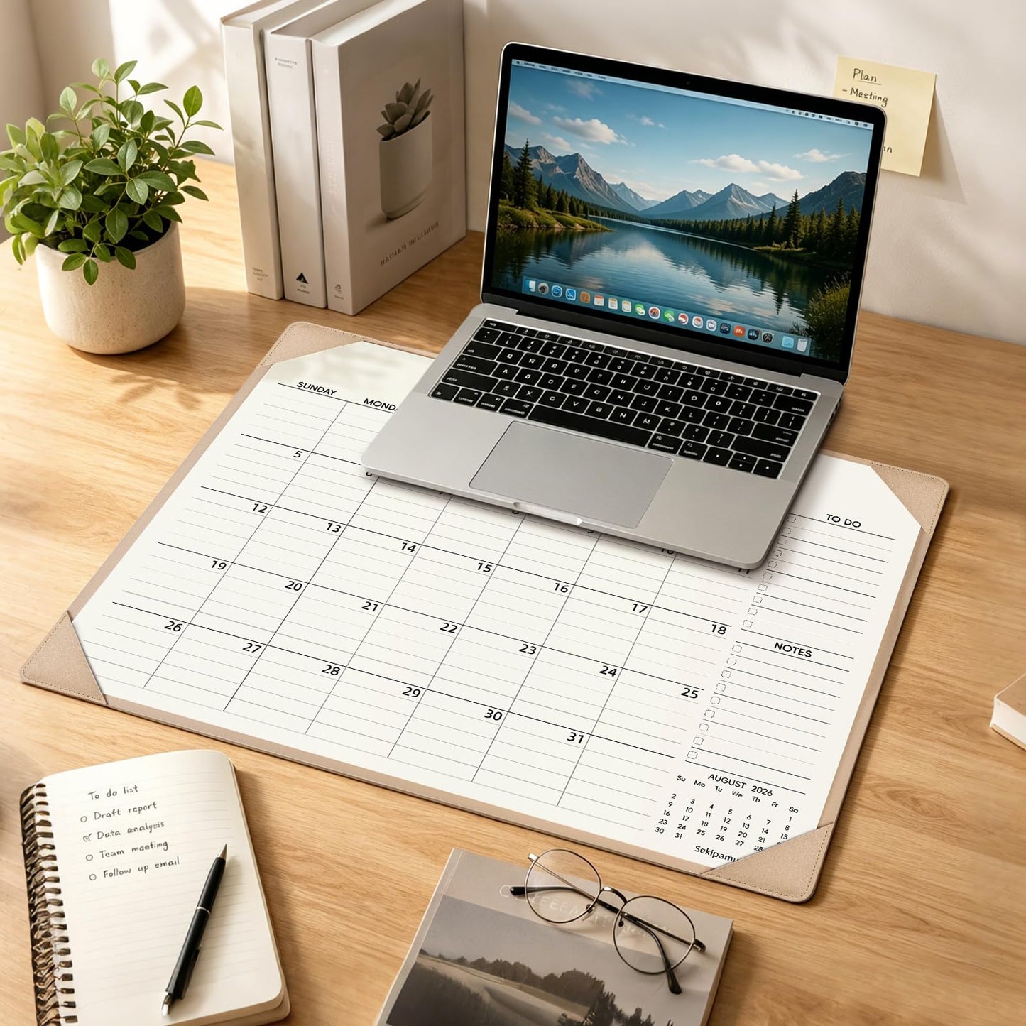 Sekipamu Desk Calendar 2026-2027 with Desktop Mat – July 2026 to December 2027 Desk Calendar Large 22x17 inch, Office Supplies 18 Months Big Desktop Calendar for Home Office, Blue (Apricot)
