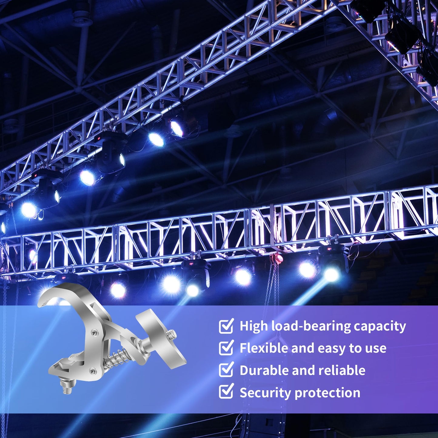 YEUIKERR 6 Pack Truss Clamp 1.57-2.4 Inch Stage Lighting Clamps Heavy Duty DJ Light Clamps Aluminum Alloy lighting C-Clamp Fit for 40-61 mm OD Tube/Pipe