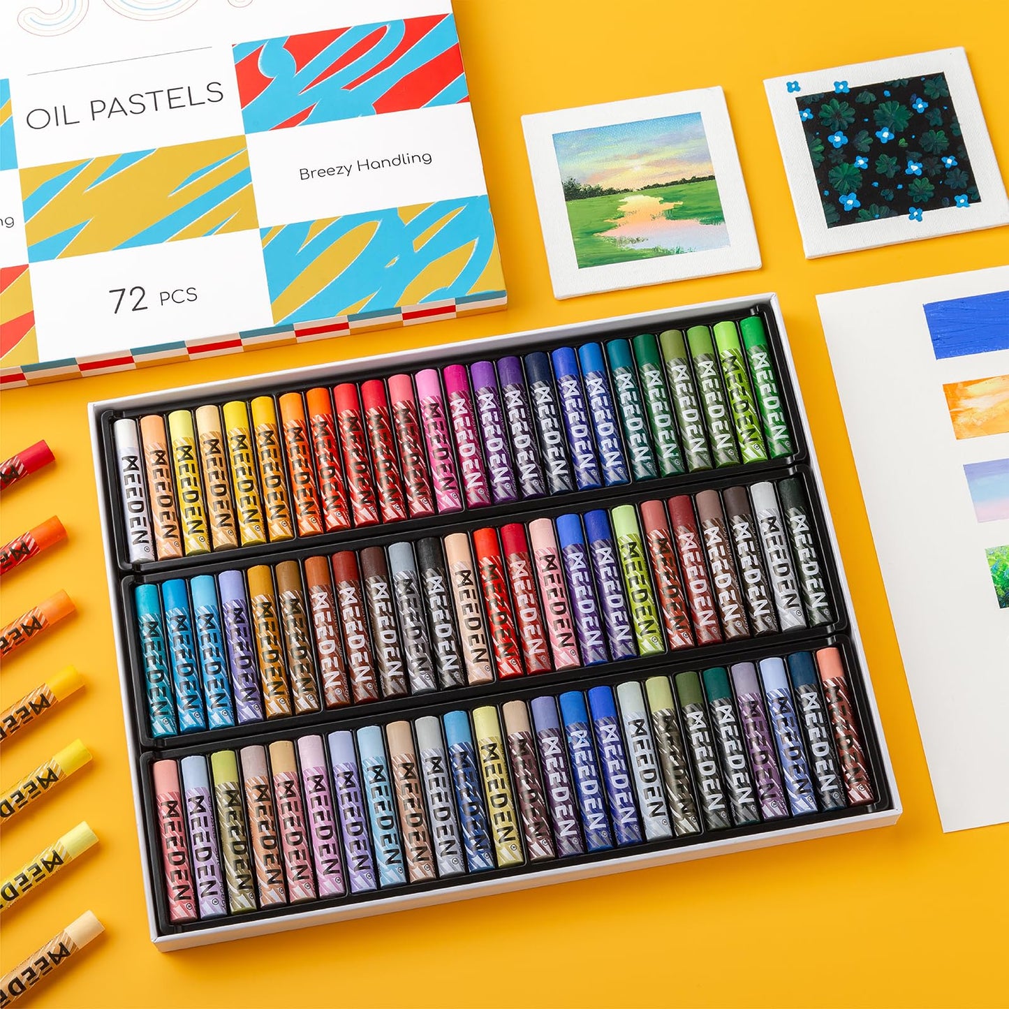 MEEDEN Soft Oil Pastels Set: 72 Vibrant Colors Oil Pastels for Artists Beginners Adults - Smooth Oil Pastels Crayons for Art Supplies, Painting, Drawing, Blending, Layering, Shading