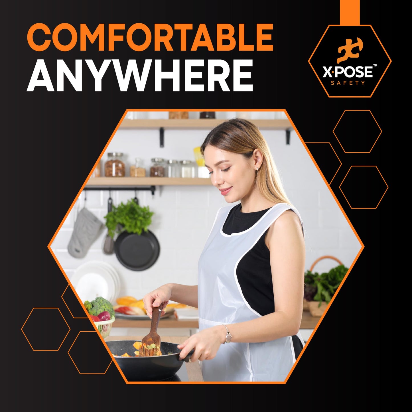 Xpose Safety 300 White Plastic Disposable Aprons for Cooking & more Individually Packaged, Durable 1 Mil Waterproof Polyethylene 24" x 48"