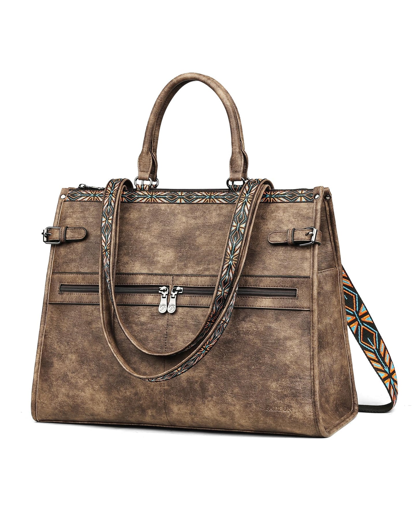 FADEON Laptop Bag for Women Designer PU Leather Large Tote Bags Packpack Purses with 15.6 Laptop Compartment Travel Shoulder Handbag Coffee