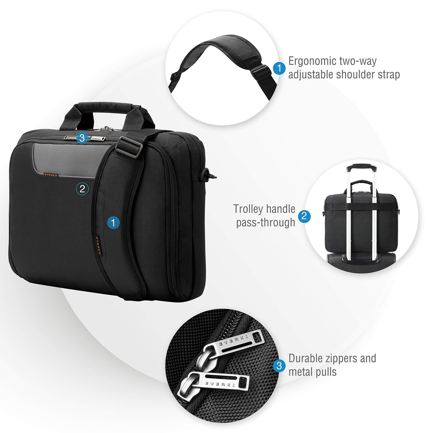 Everki Advance Laptop Bag/Briefcase up to 16 inch Black