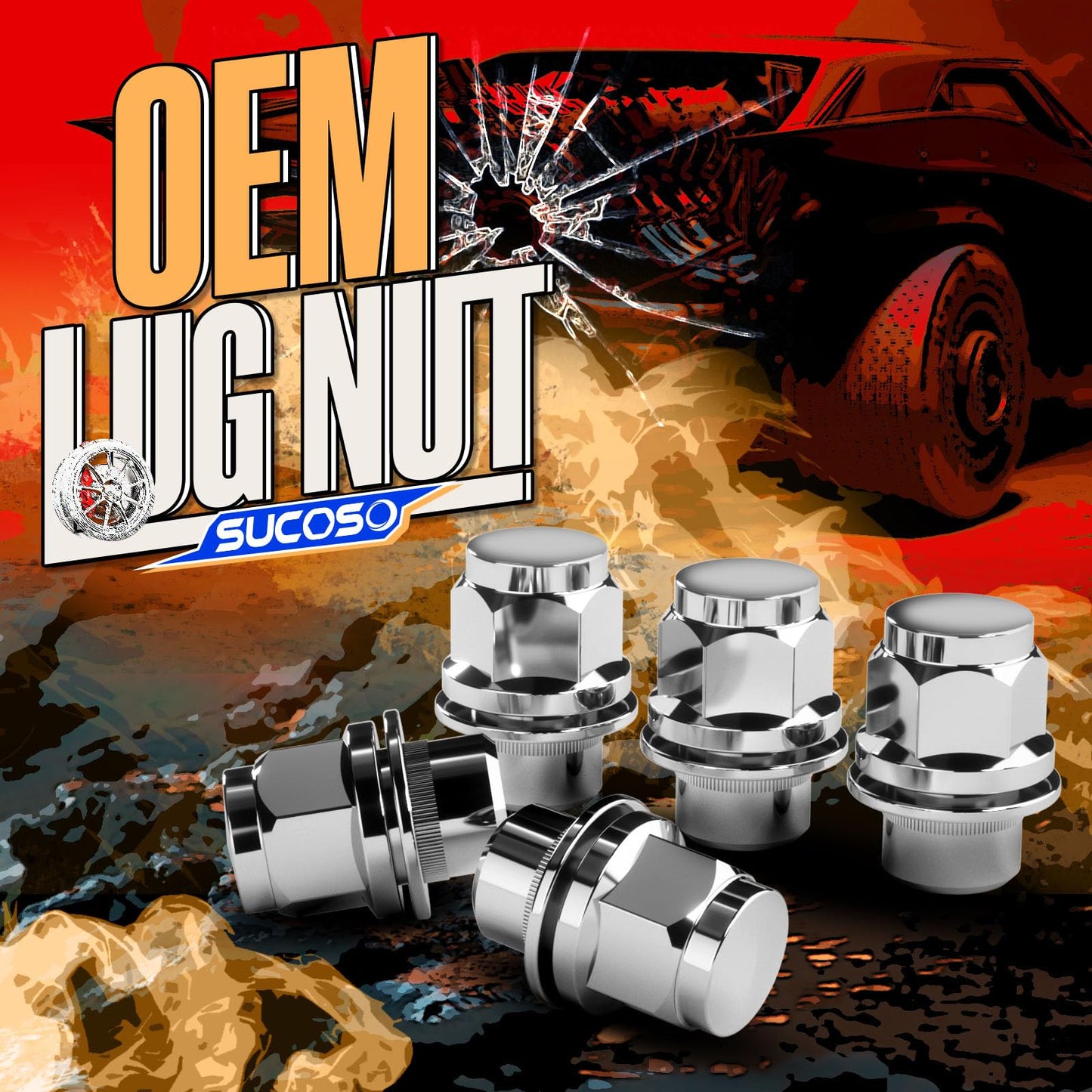 M12x1.5 OEM Wheel Lug Nuts, 20pc 12mmx1.5 Factory Closed End Mag Seat Chrome Lugnuts 1.46” Long, Compatible with Toyota Tacoma Camry Sienna Corolla Lexus