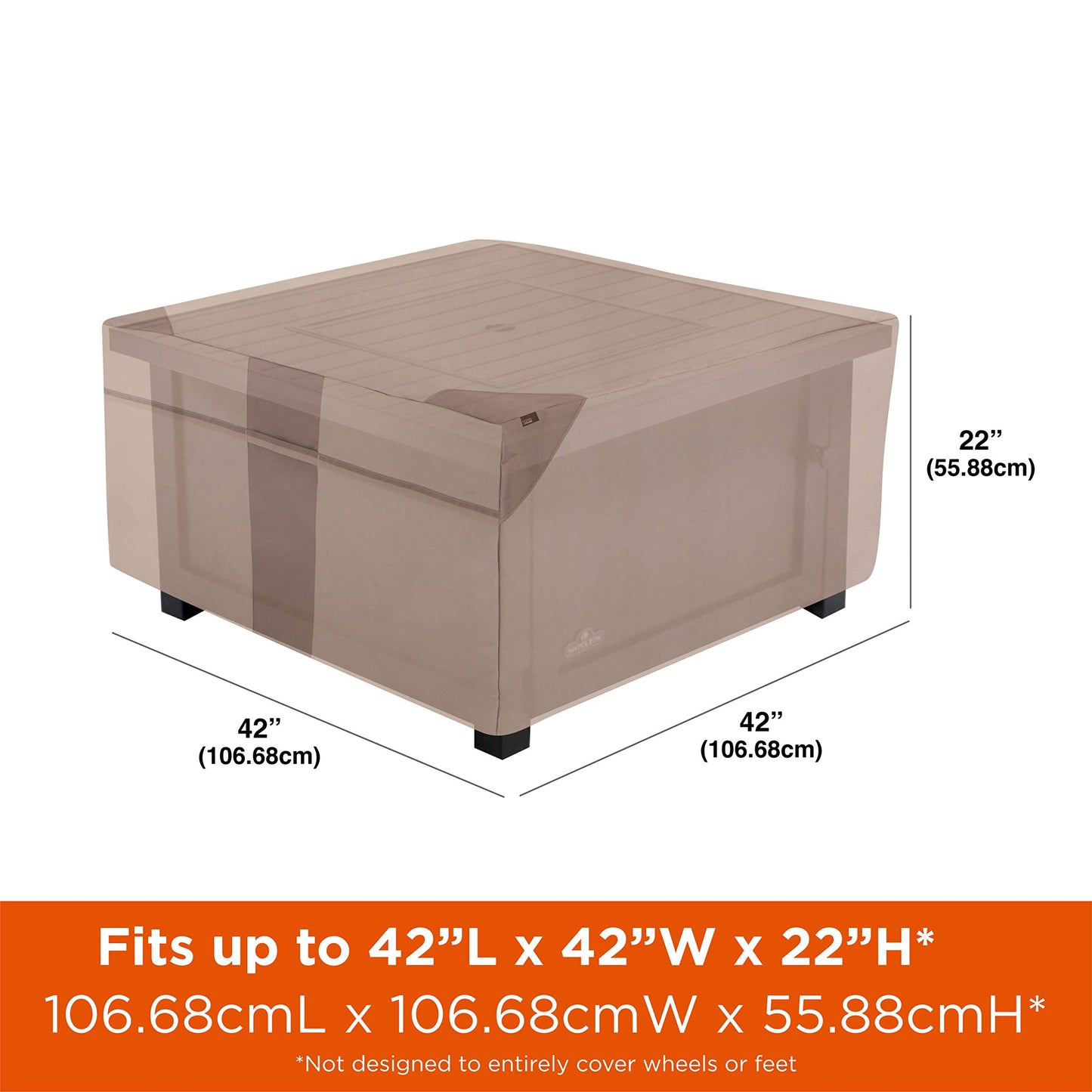 Modern Leisure Monterey Outdoor Patio Fire Pit Table Cover, 42" L x 42" W x 22" H, Beige