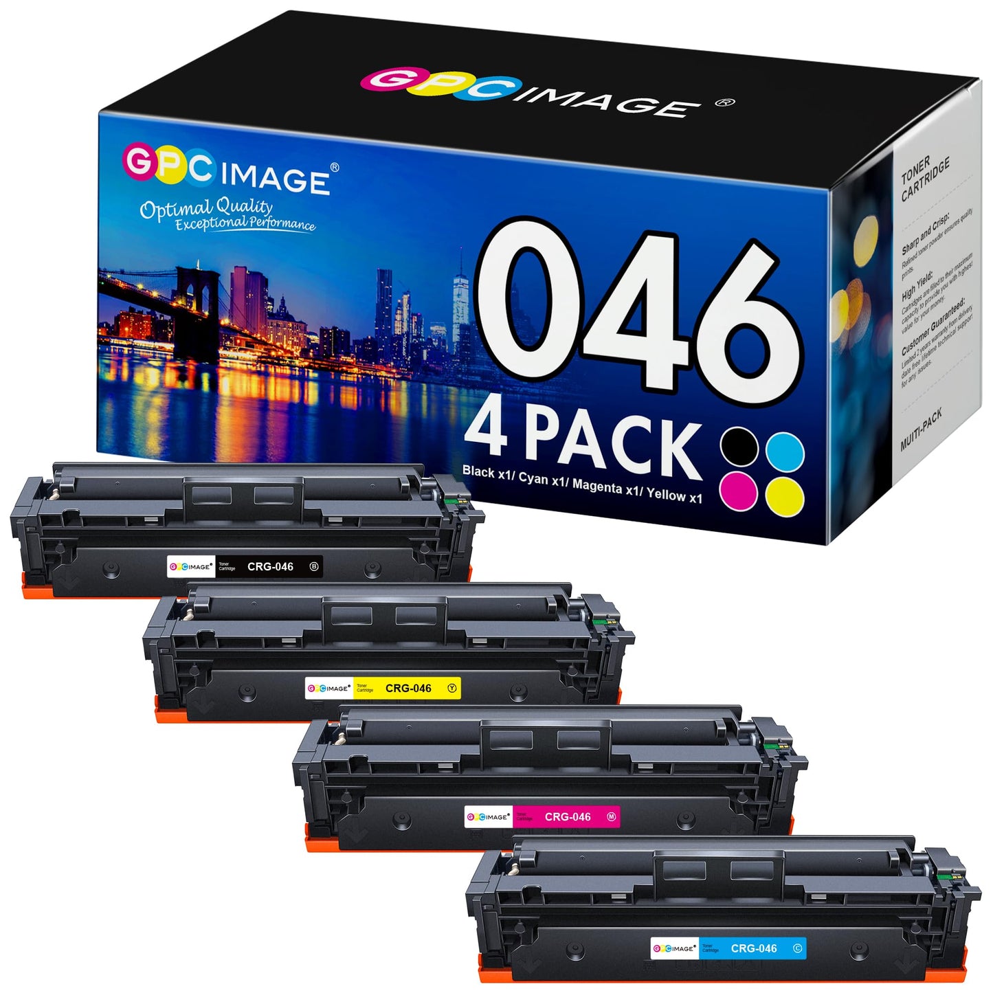 GPC Image Toner Cartridge Compatible for Canon 046 046H CRG-046 for Color ImageCLASS MF733Cdw MF731Cdw MF735Cdw LBP654Cdw Printer Tray (Black, Cyan, Magenta, Yellow)