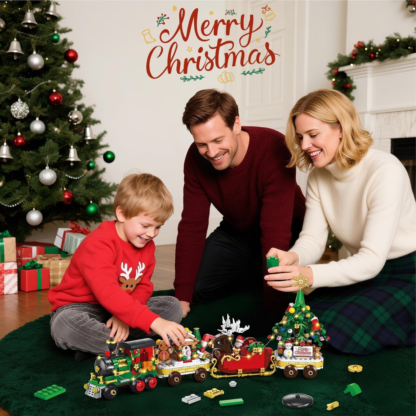 Advent Calendar 2025 Christmas Train Building Set with Lights, 24 Boxes Christmas Countdown Surprise Blocks Compatible with Lego, Xmas Gifts for Kids Adults (849PCS)