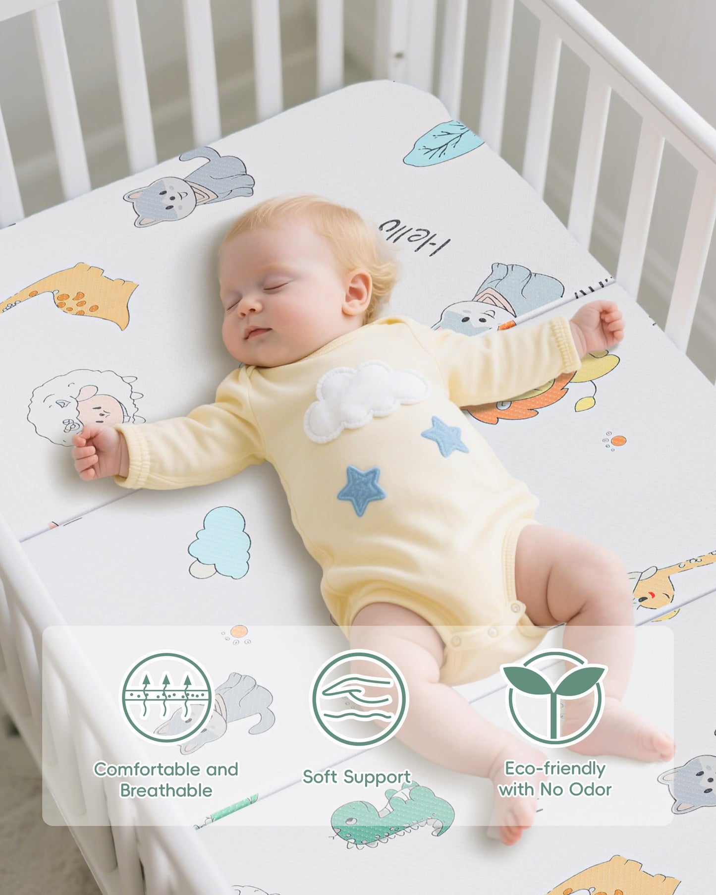Trifold Pack and Play Mattress 38"x26"x1.5" Pack N Play Mattresses for Baby Toddler, Portable Mini Crib Mattress for Playpen and Playard with Soft Breathable Waterproof Cover