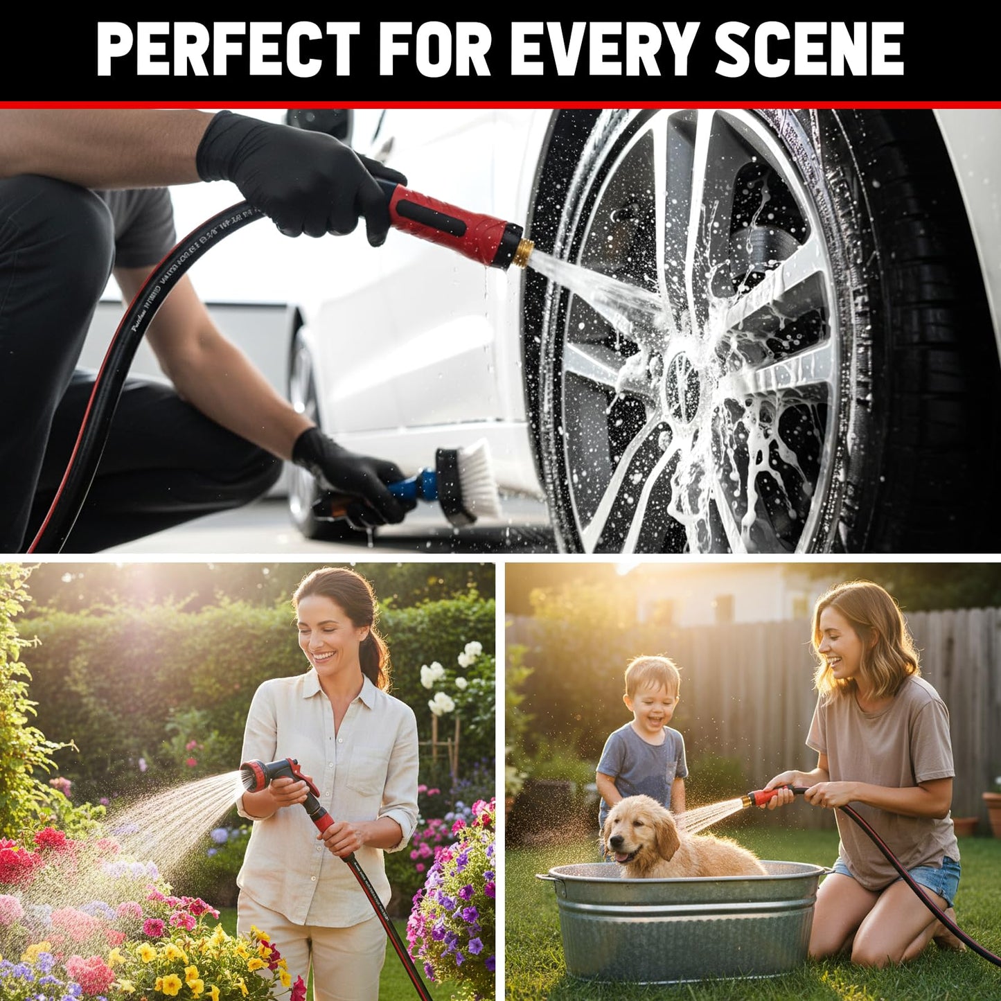 Garden Hose 25ft x 5/8", Non-Expandable Heavy Duty Premium Flexible Water Hose, No Kink, Leakproof, Lightweight Hybrid Hose with Male to Female Fittings for Household&Backyard