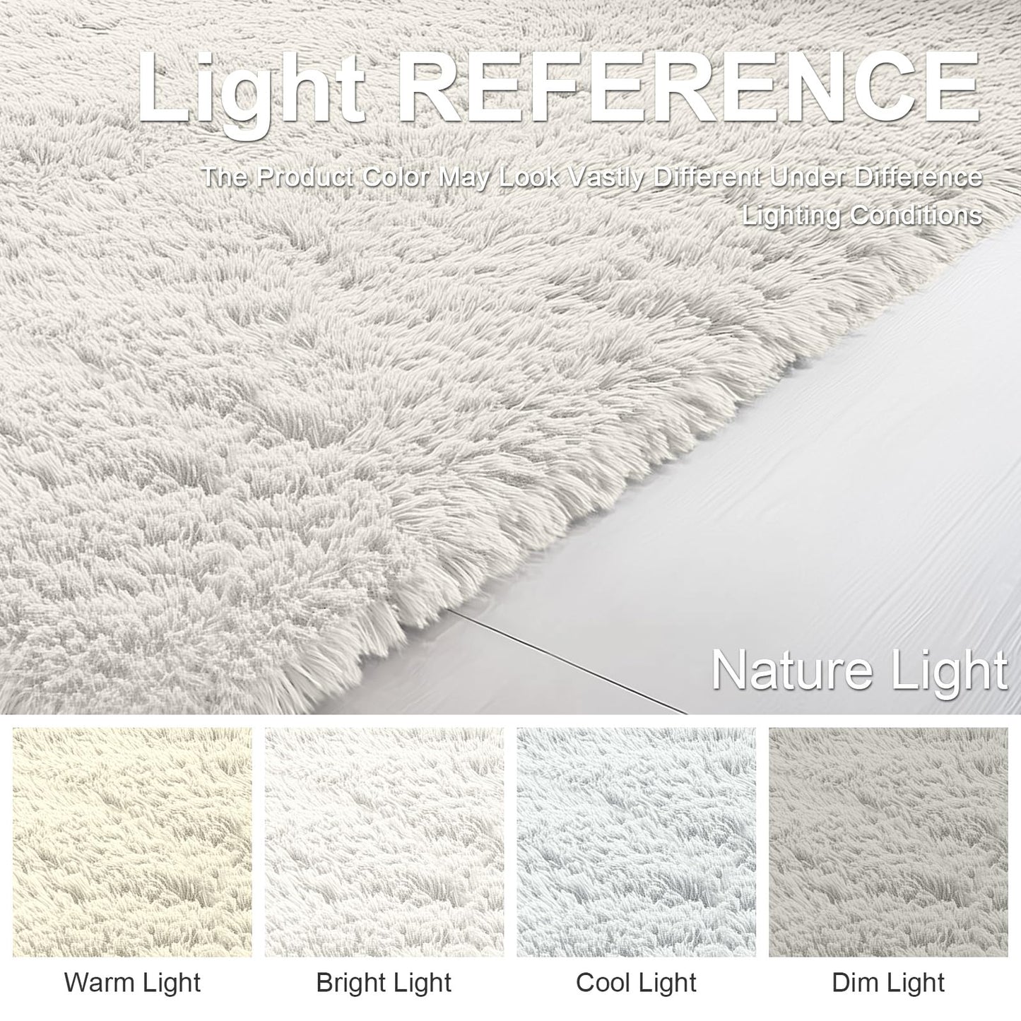 OLANLY Fluffy Area Rug for Living Room Bedroom, 6x9 Feet Soft Shaggy Non-Slip Carpet, Indoor Modern Plush Area Rugs for Kids Girls and Boys, Dorms, Nursery Rooms, Home Decor, Cream White