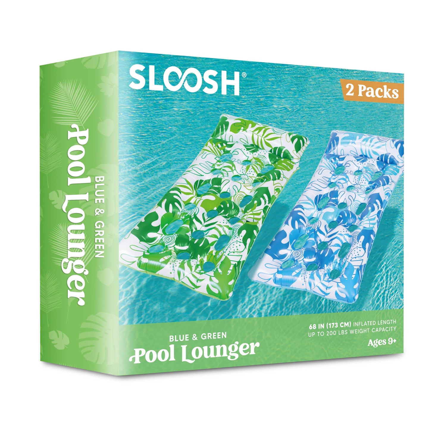 SLOOSH 2-Pack Inflatable Pool Floats Mat - XL Pool Floaties Adults Size with Headrest, Sun Tanning Raft Lake Beach Swimming Pool Party Toys Floating Lounge Above Water Keep Cool