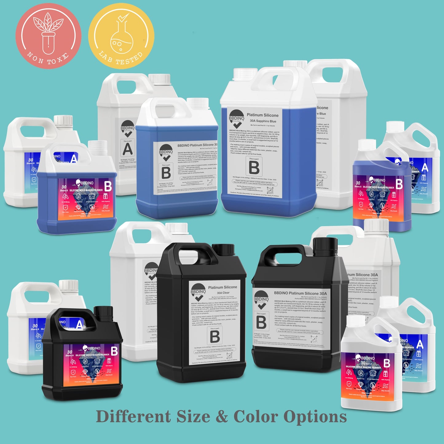 BBDINO Silicone Mold Making Kit, 30A Liquid Silicone for Mold Making 38.8 OZ, Quick Cure Molding Silicon Rubber, 1:1 Mix Ideal for Casting Resins Molds & Silicon Molds Sapphire Blue