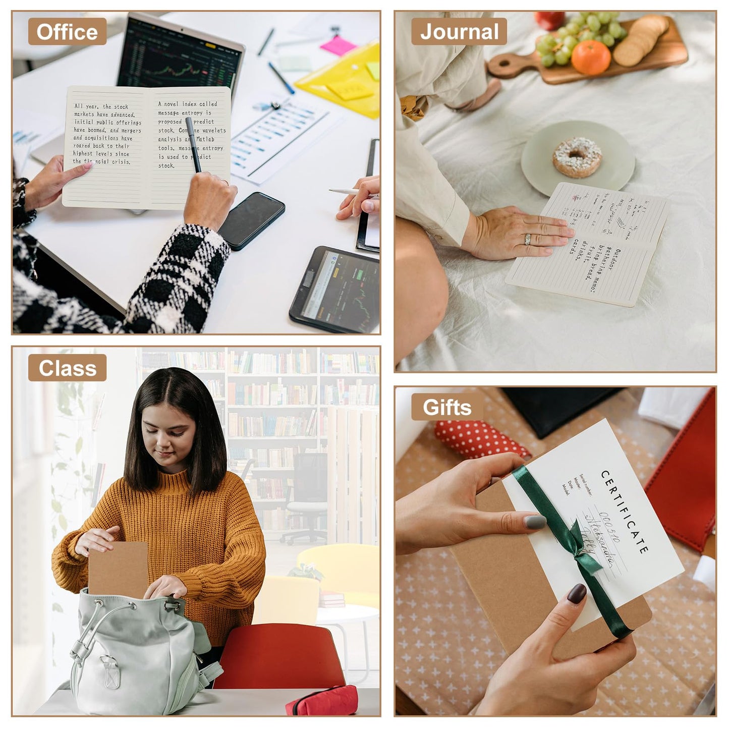 ZCZN 36 Pack A5 Lined Notebook, Jounural Kraft Notebooks 60 Pages(30 Sheets), 8.15 * 5.5 Inches Notebooks Bulk, Diary, Subject, Memo Notebbos for Work, School, Office