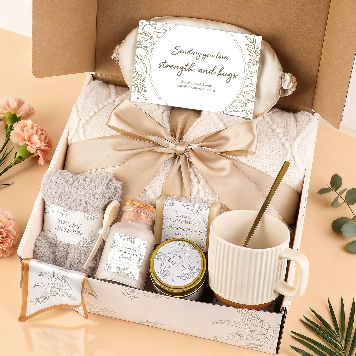 Loscola Birthday Gift Baskets for Women, Get Well Soon Gifts Basket After Surgery, Birthday for Women Mom Grandma, Self Care Package Spa Gifts Sympathy Gift Baskets for Woman