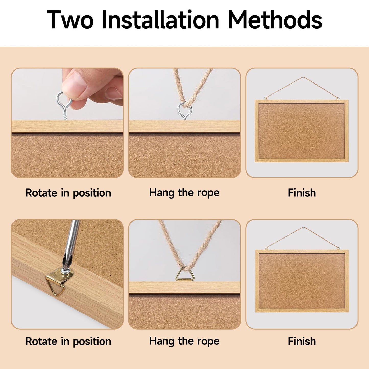 Yunihome Cork Bulletin Board, 13''x18''-2pack Hanging Cork Board Wooden Framed with Pins for Wall, Dorm Room, Office, Home Decor – Natural Cork & Black Frame
