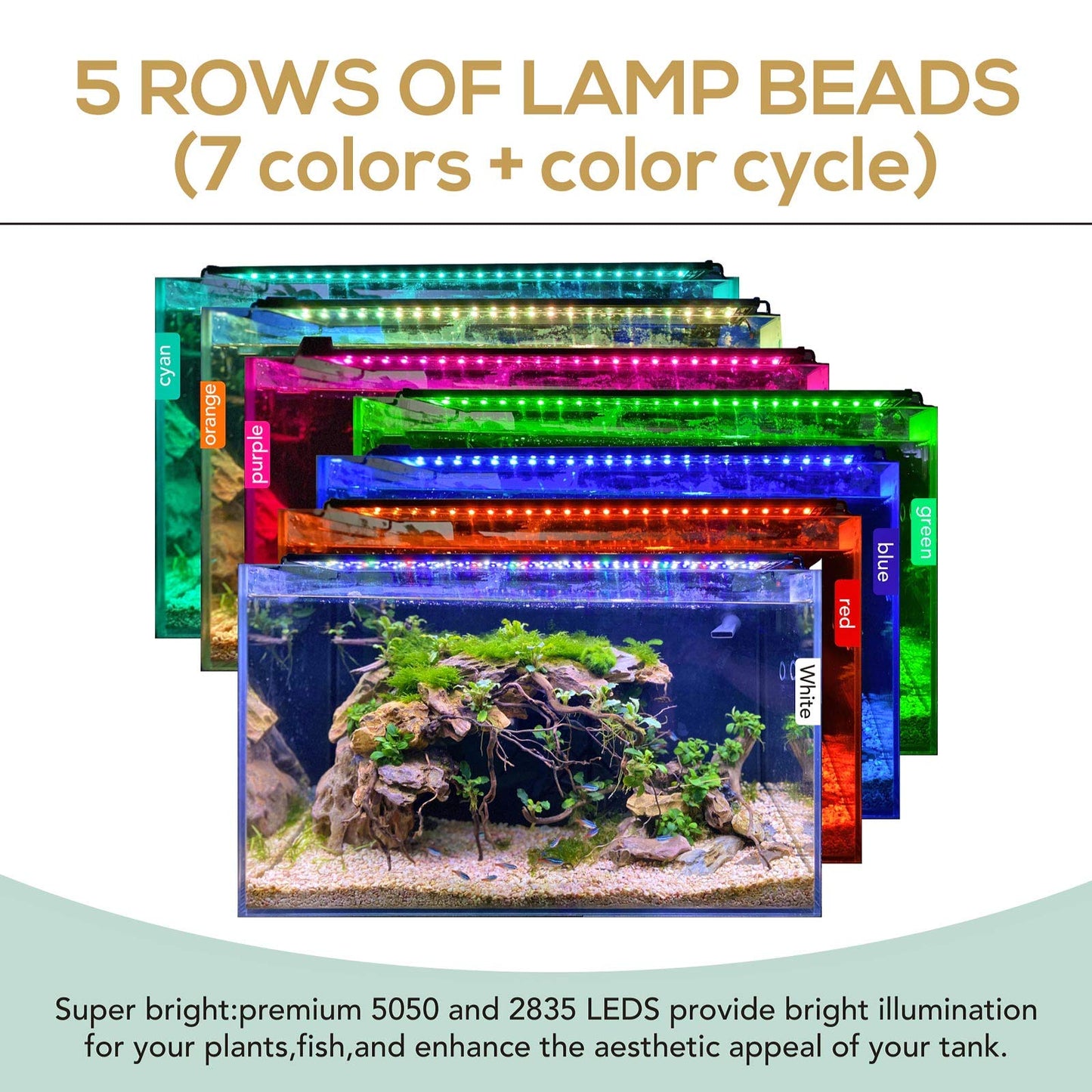 hygger 22W 24/7 Lighting Aquarium LED Light, Sunrise-Daylight-Moonlight Mode and DIY Mode, Adjustable Timer Adjustable Brightness Fish Tank Light with Extendable Bracket 7 Colors for Planted Tank