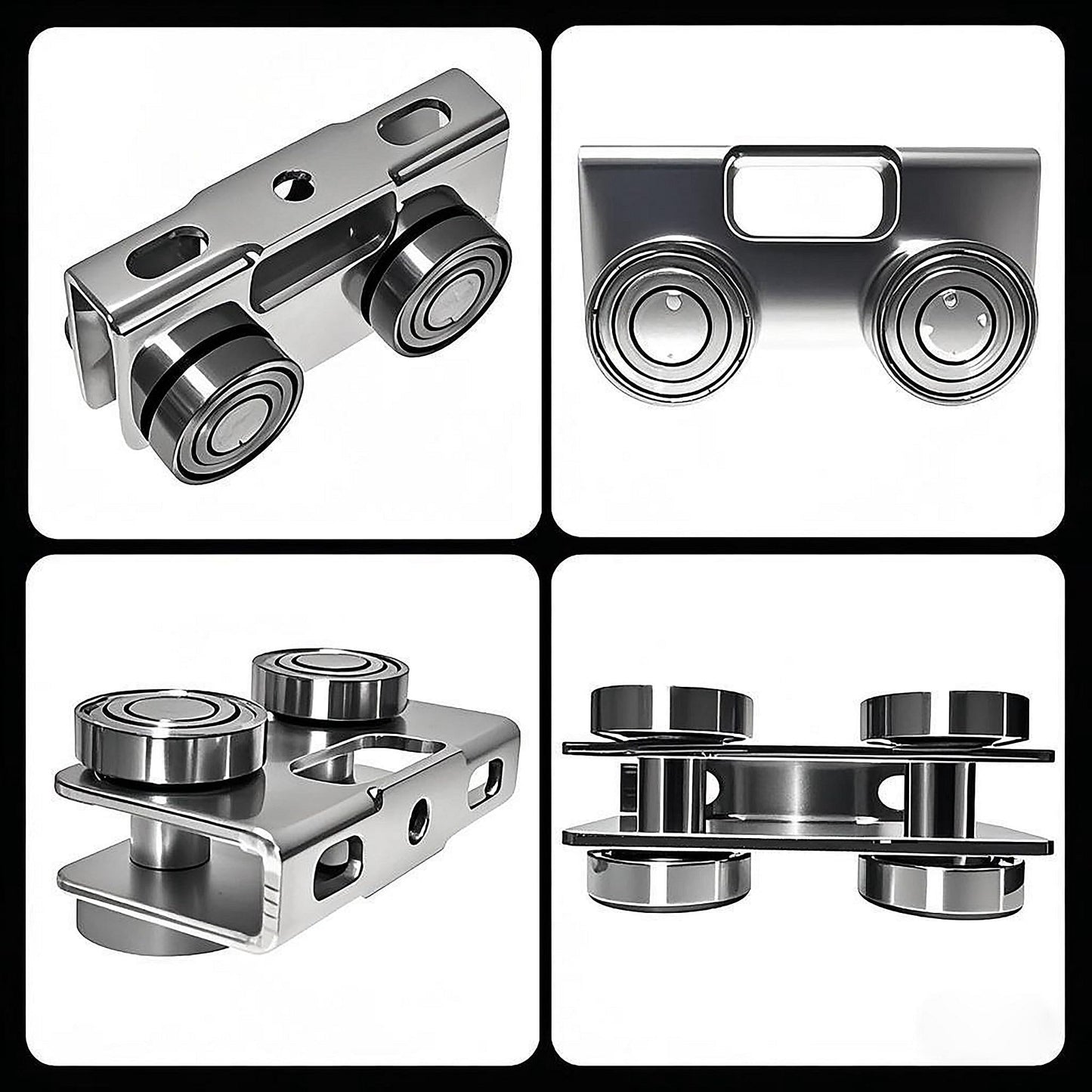 YOVXKAN 4 Wheel Trolley Assembly Rollers, Upgraded Load & Stable Silent Roller Trolley Compatible with 1-5/8" Wide and Taller Strut Channel, P1000/ P5000 Series (Silver 4 Pack)