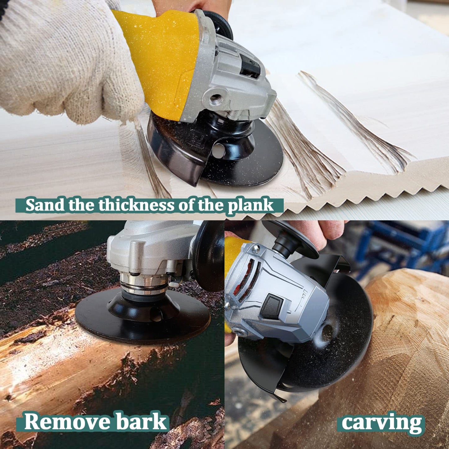 OBA Wood Carving Disc Set 3 PCS 4-1/2" Wood Grinding Wheel Sets with 7/8" Arbor for Angle Grinder Grinding and Polishing