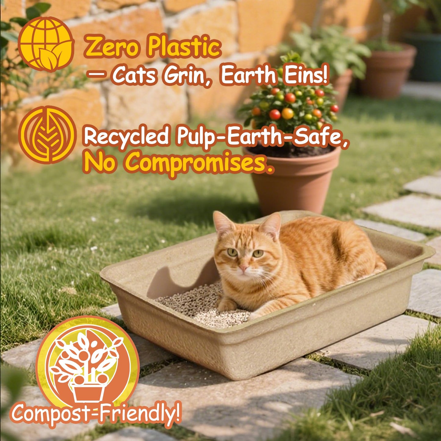 Disposable Litter Boxes for Cats Large: Recyclable 6-Pack Multi-Layer Leak-Proof Tray for Travel/Indoor Fits Most Jumbo Box as Liner