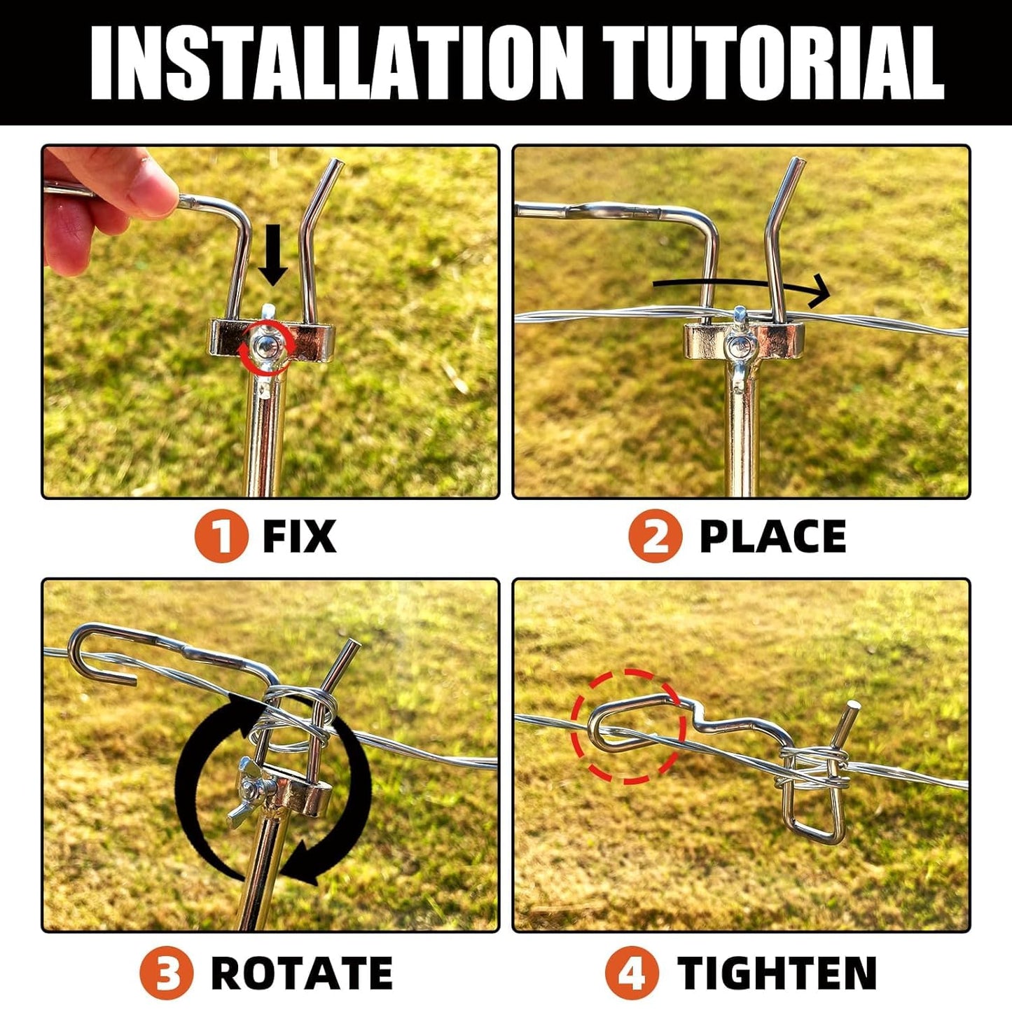 Fence Wire Tightener with Bag, 1/4" 20Pcs Fence Wire Twisting Tool,1Pcs Tighteners Handle,Barb Wire Tensioning Fixer, Fence Tensioner,Farm Fencing Supplies (6mm20Pcs+Tightener Handle)