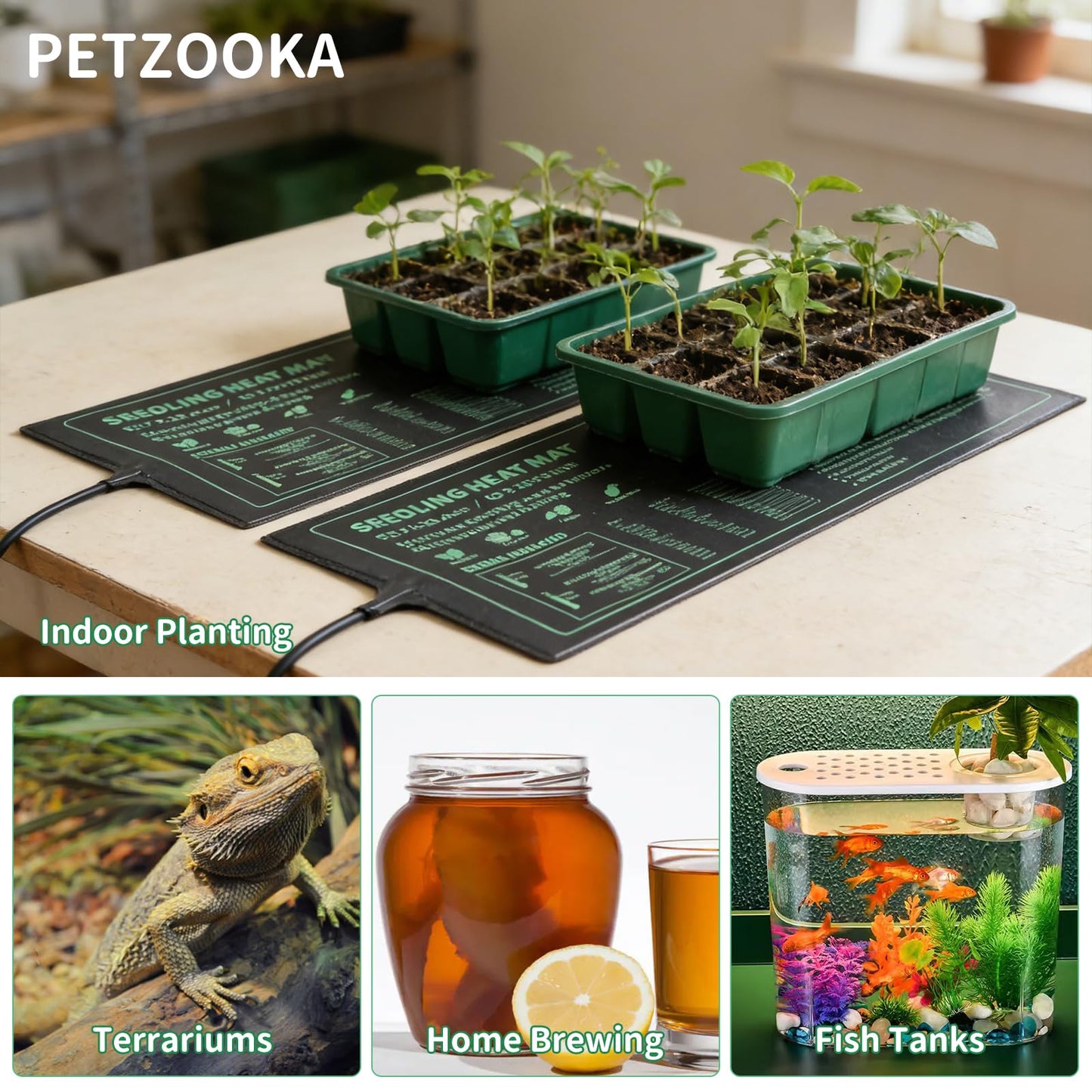PETZOOKA Seedling Heat Mat 4Pack 10"x 20.75" Durable Waterproof Plant Heating Pad for Germination, Indoor Gardening, Greenhouse