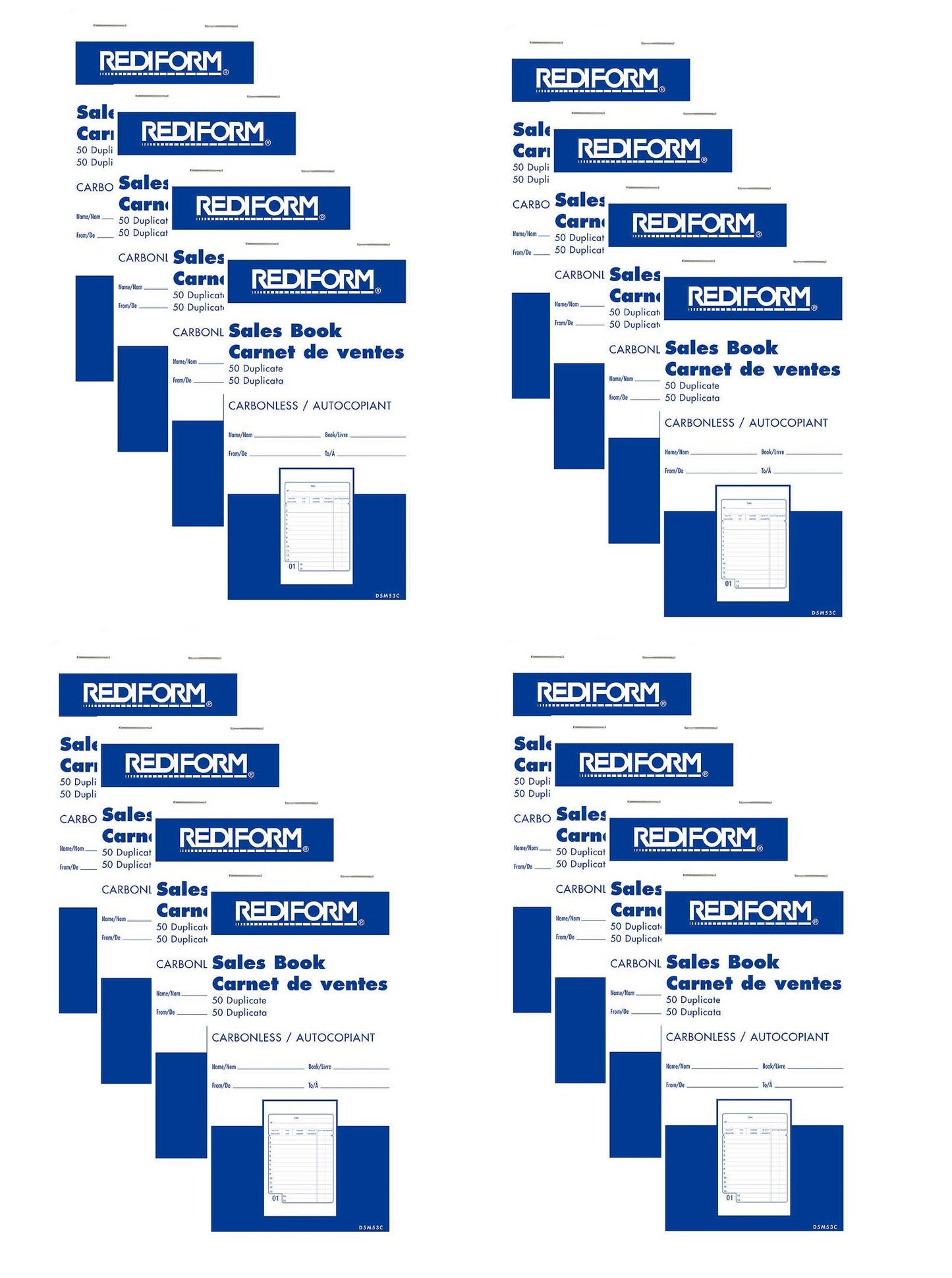 16 Pack Carbonless Sales Invoice Book Value Pack 50 Sets per Book