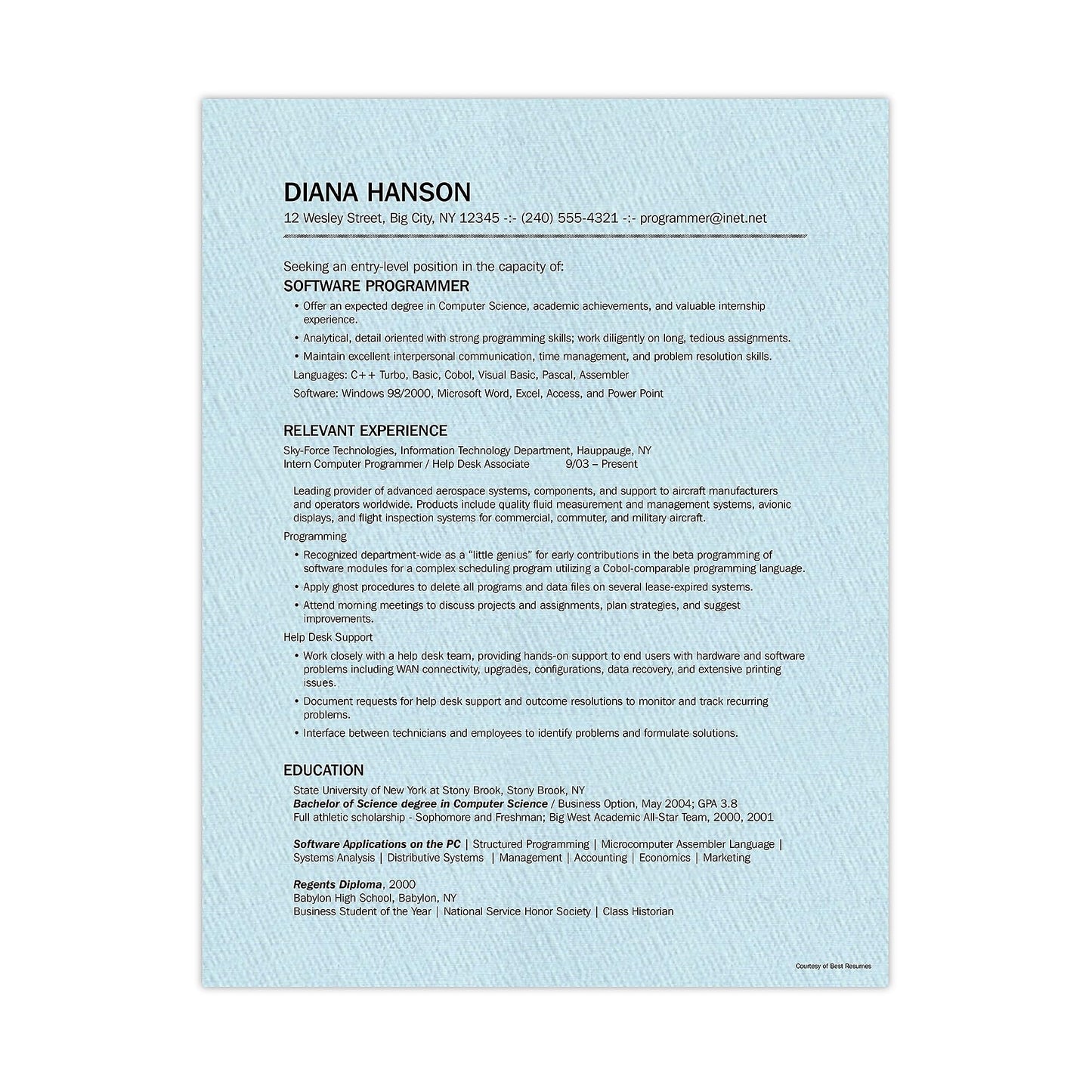 Southworth 100% Cotton Resume Paper, 8.5” x 11, 32 lb/120 gsm , Linen Finish, Blue, 100 Sheets - Packaging May Vary (RD18BCFLN)