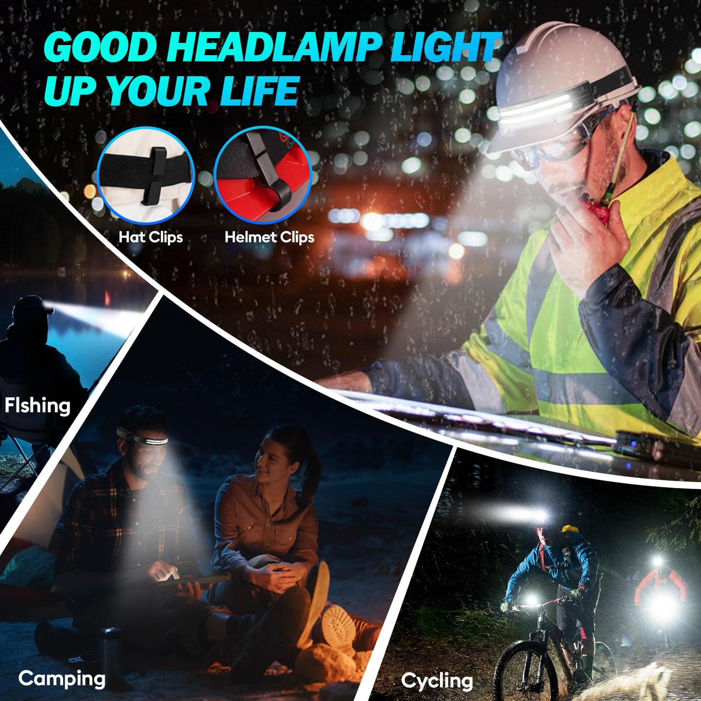 Headlamp Rechargeable,3 Pack Super Bright 2000 Lumen Head Lamp,230° Wide Beam 1500mAh Motion Sensor Lampe Frontale,5 Modes IPX5 Waterproof 0.14lb Lightweight Headlights for Camping Essentials Hiking