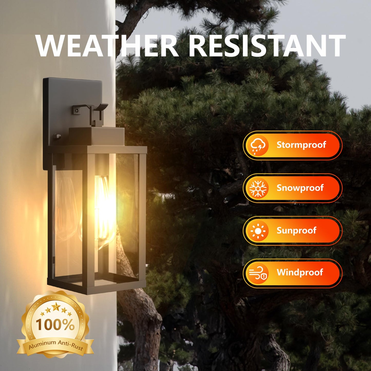 Outdoor Wall Light Fixtures Anti-Rust Porch Lights Outdoor Waterproof Exterior Lighting Fixtures Wall Lantern for Patio Front Door Garage - 2 Pack