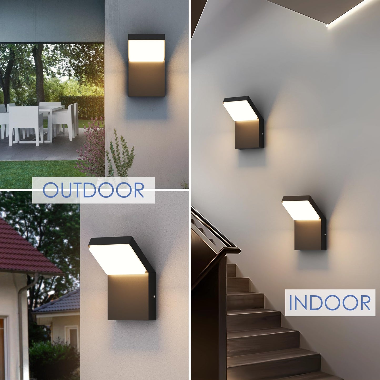 Aipsun Modern LED Porch Wall Lights Black Exterior Lighting Fixtures IP65 Outdoor Wall Mount Sconces Light 3000K Warm Light (2 Pack)